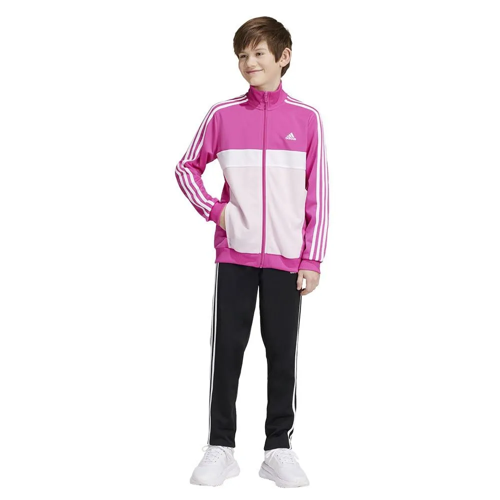 adidas Bambini Essentials 3-Stripes Tiberio Track Suit, Semi Lucid Fuchsia/White/Clear Pink/White, 13-14 Years - immagine 3