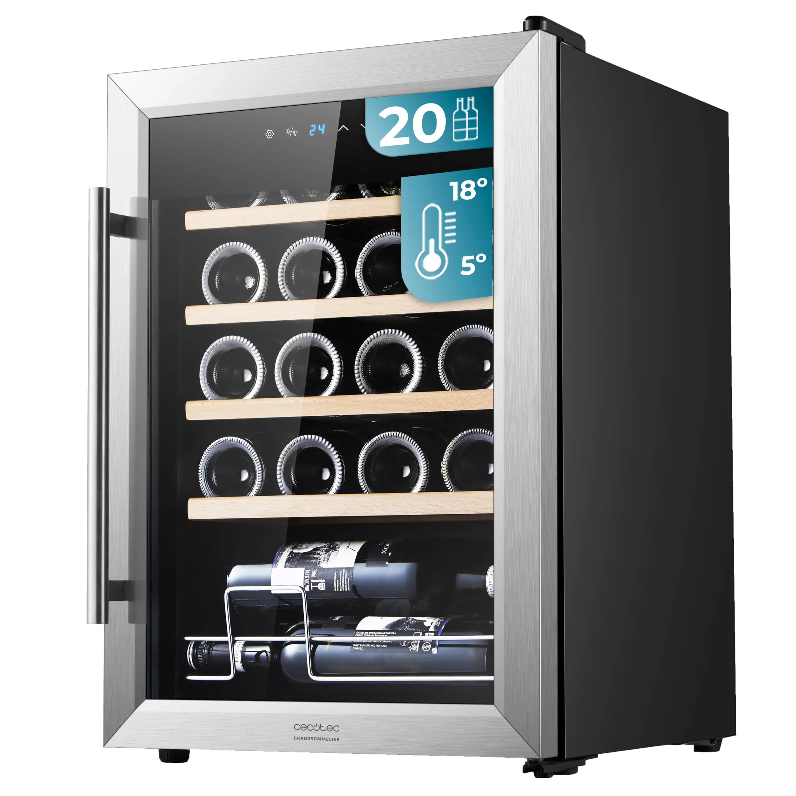 Cecotec Bolero GrandSommelier 2050 Inox Frigorifero per Vini 24 Bottiglie - immagine 1