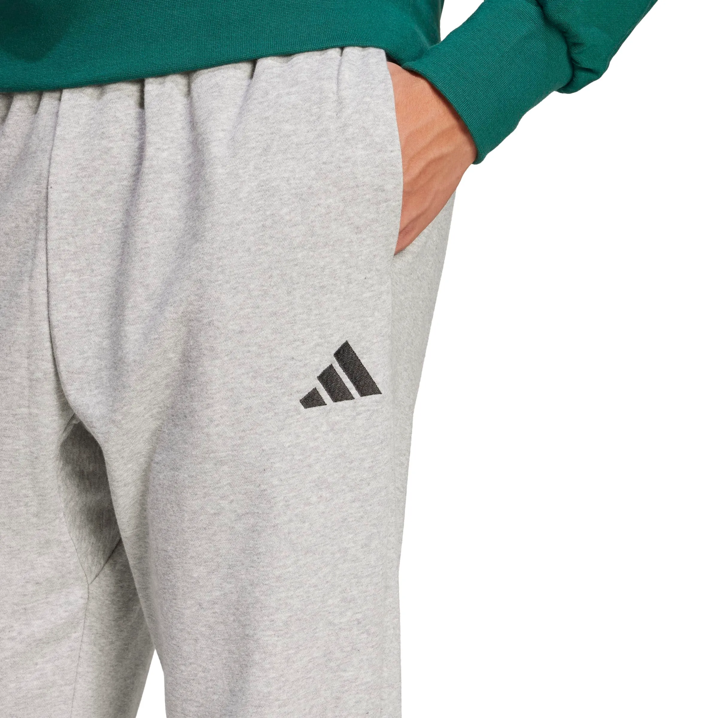 adidas Homme Essentials Feelcozy French Terry Pant, Medium Grey Heather/Black, M - immagine 4