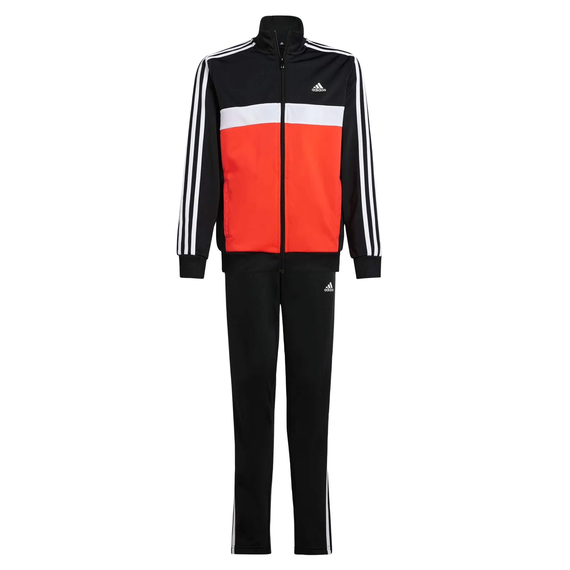 adidas Bambini Essentials 3-Stripes Tiberio Track Suit, Black/Bright Red/White, 15-16 Years - immagine 1