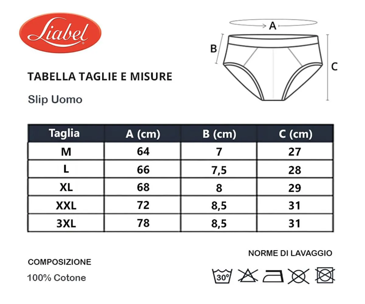 Liabel Slip Uomo 100% Cotone Mercerizzato Art. 940, Bianco, Taglia L (12 Pezzi) - immagine 7