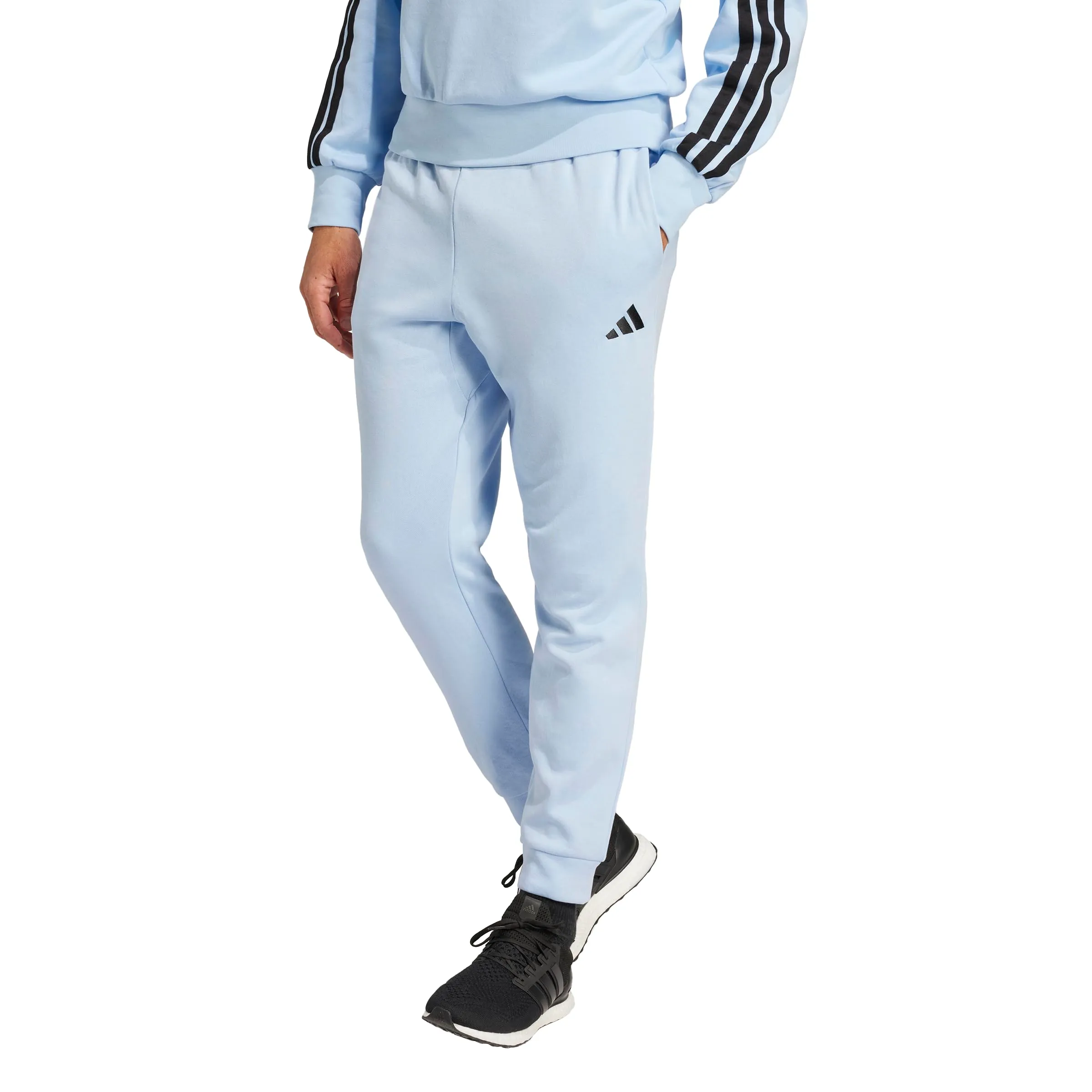 adidas Essentials Feel Cozy Pantaloni in pile da uomo, Blu/Nero, L - immagine 1