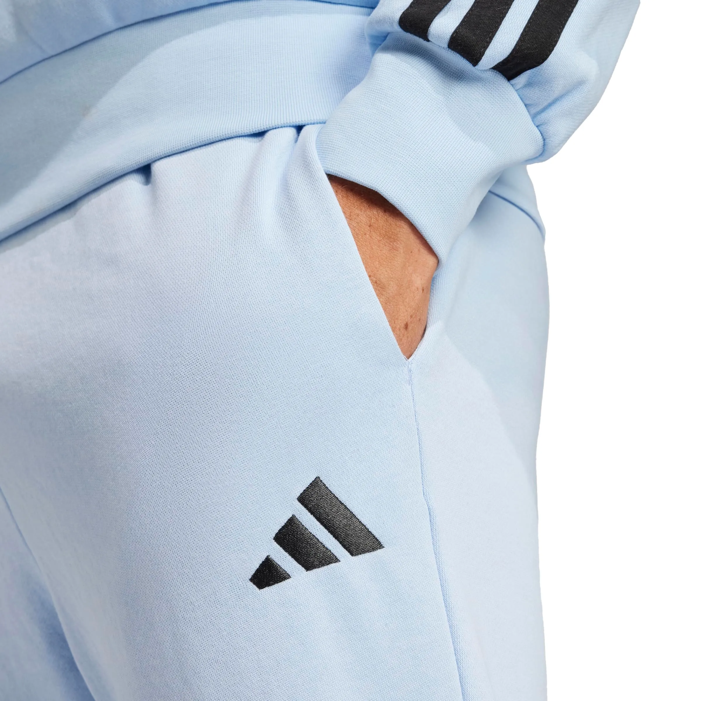 Adidas Essentials Feel Cozy Pantaloni da allenamento in pile da uomo, Blu/Nero, XS - immagine 5