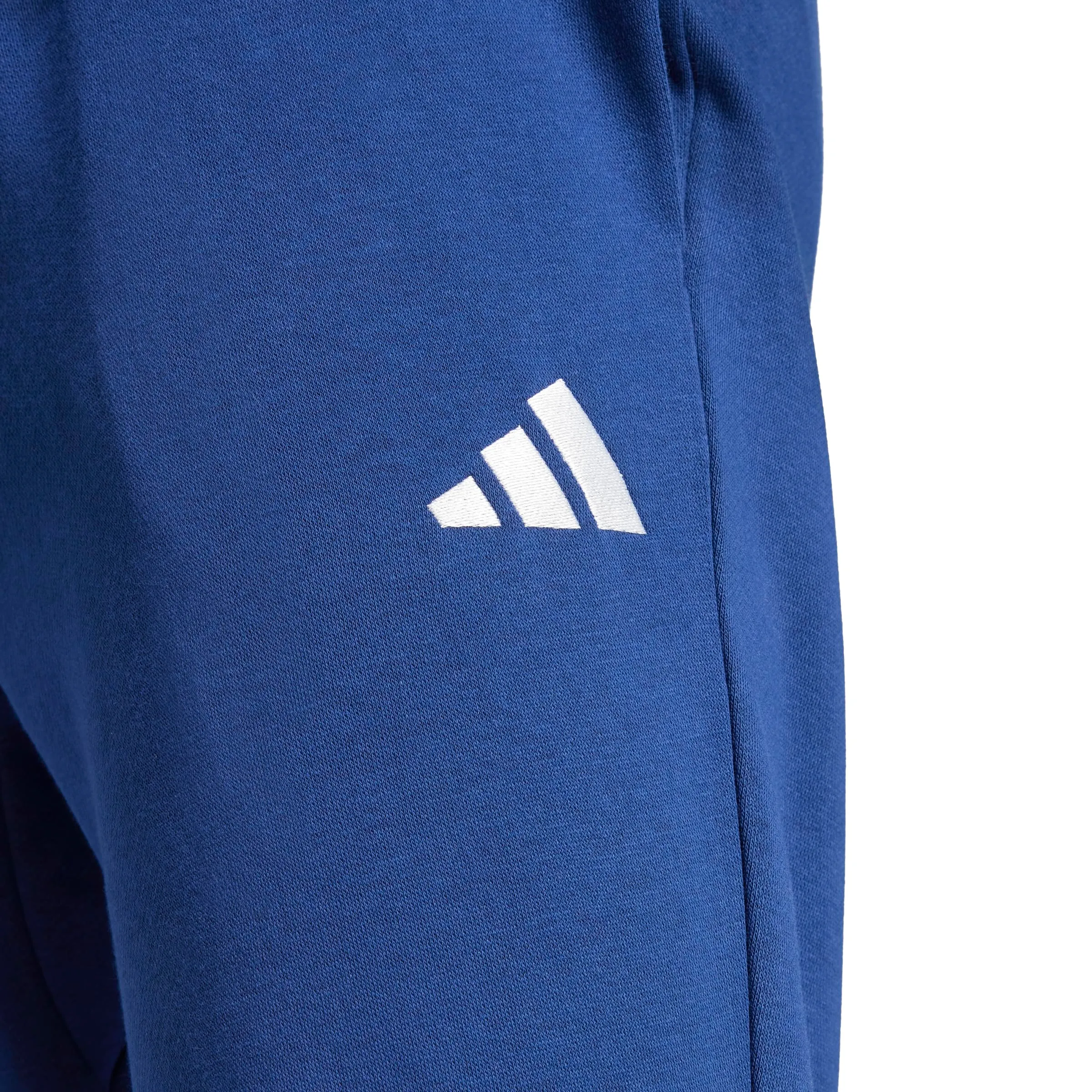 Adidas Essentials Feel Cozy Pantaloni da allenamento da uomo in pile, Blu Scuro / Bianco, XL - immagine 6