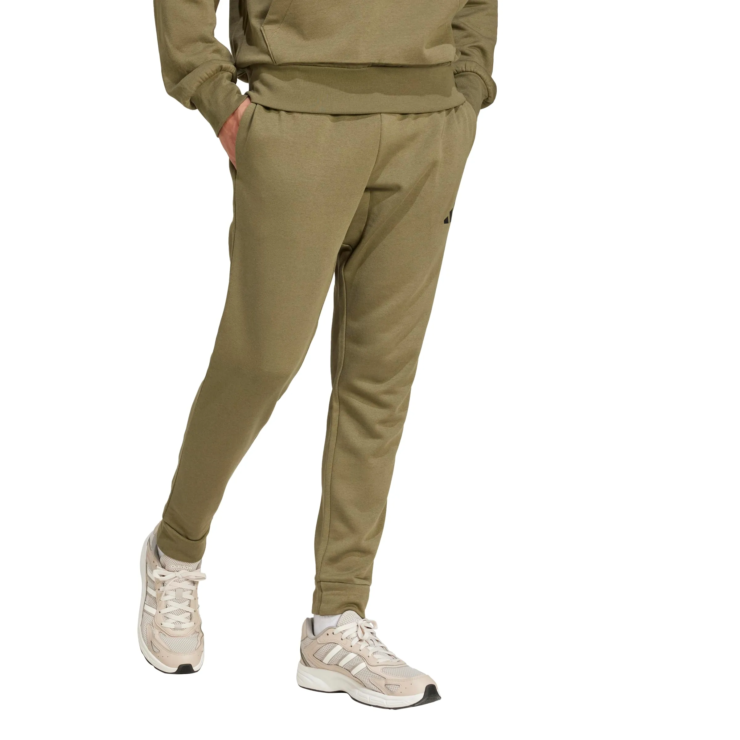 adidas Essentials Feel Cozy Fleece Pants - Olive Strata/Black, Men's Size M - immagine 4
