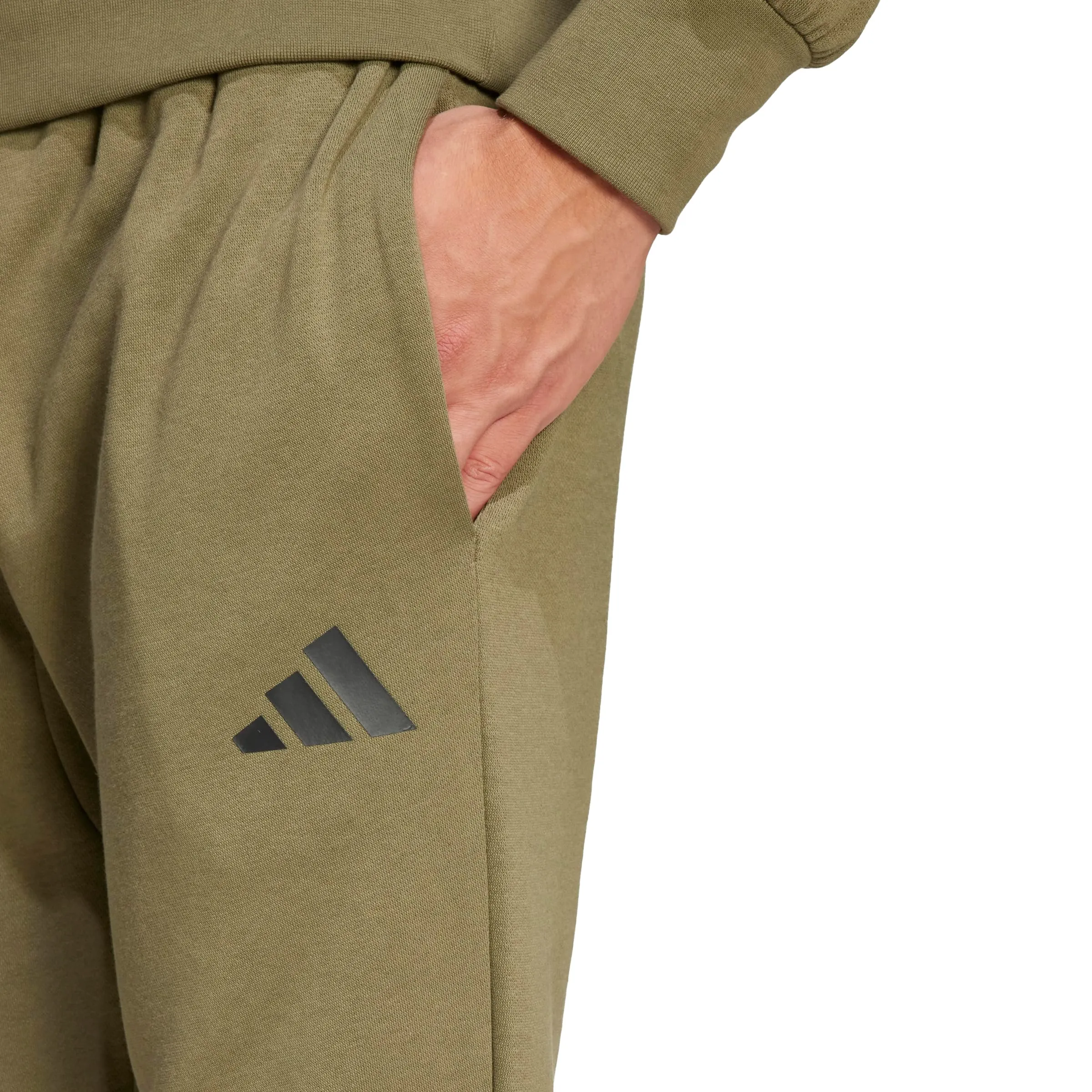 Adidas Essentials Feel Cozy Fleece Pants, Olive Strata/Nero, L - immagine 6