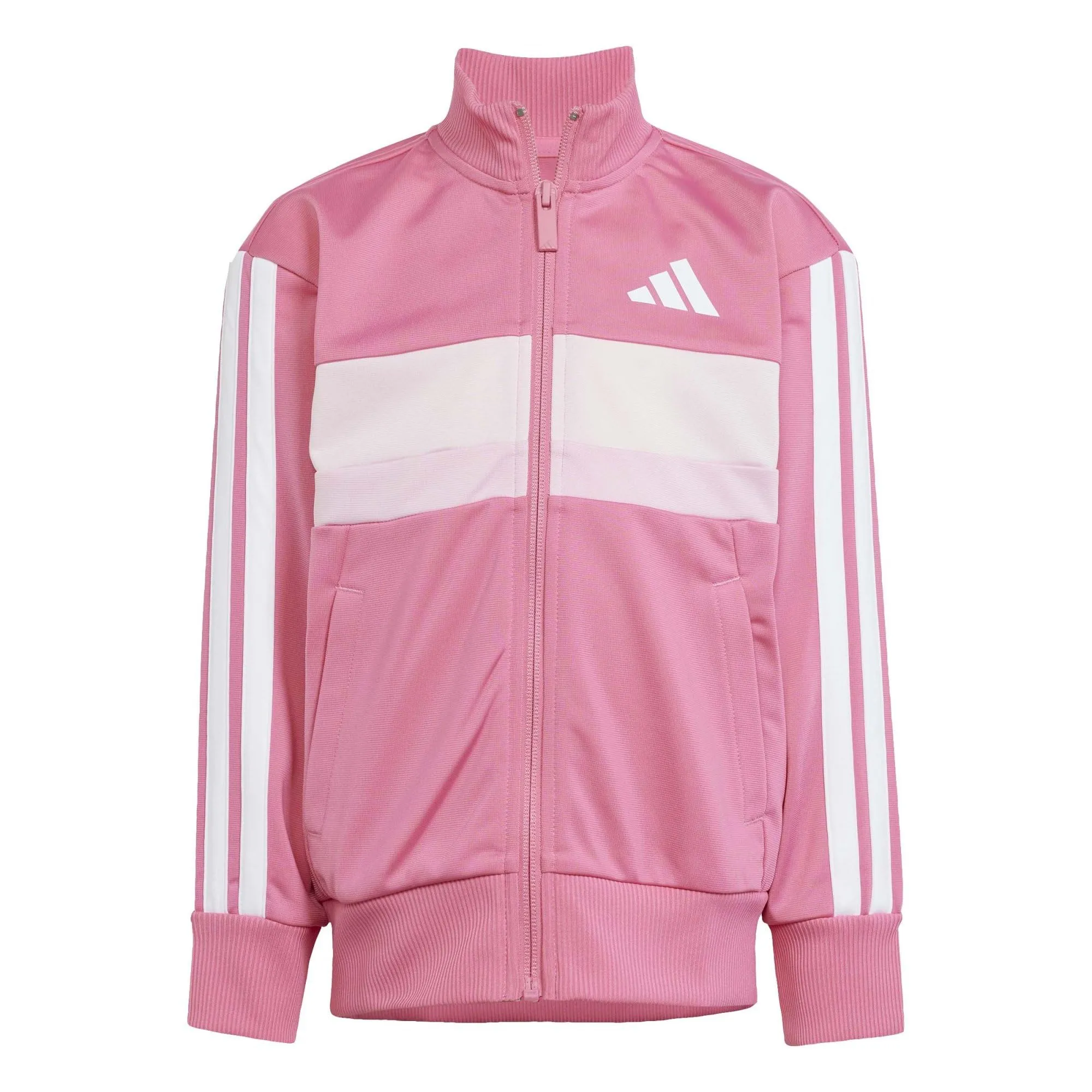 adidas Bambini Seasonal Essentials Tiberio 3 Stripes Tricot Tracksuit, Pink Fusion/White/Clear Pink, 5-6 Years - immagine 1