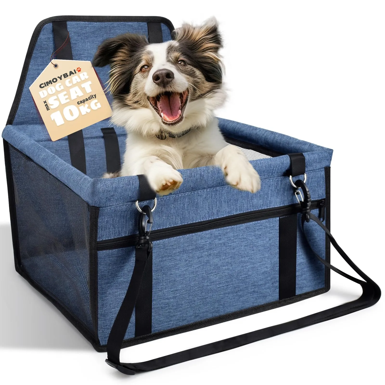 CIMOYBAI Seggiolino Auto Pieghevole per Cani di Piccola e Media Taglia, Blu Navy - immagine 1