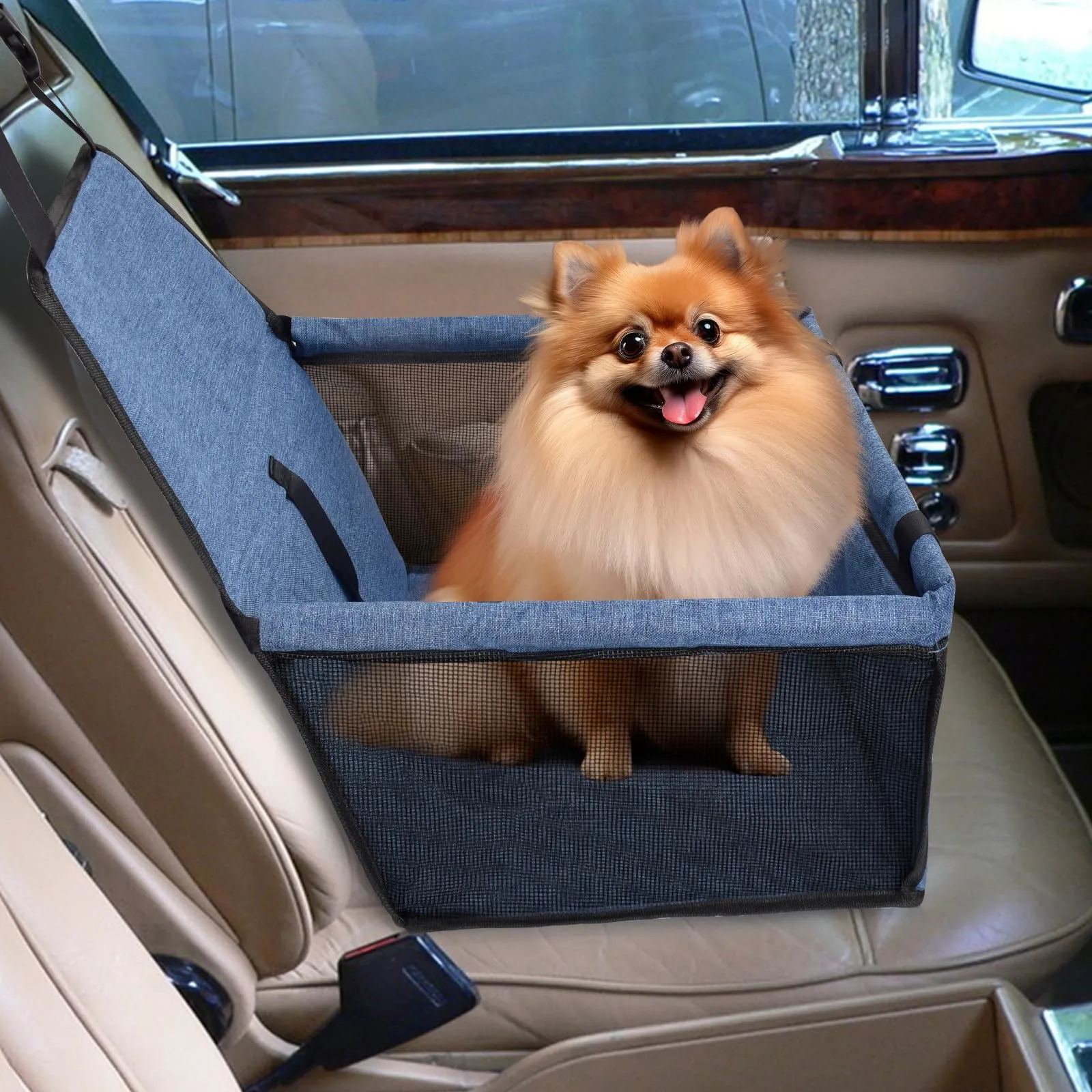 CIMOYBAI Seggiolino Auto Pieghevole per Cani di Piccola e Media Taglia, Blu Navy - immagine 6