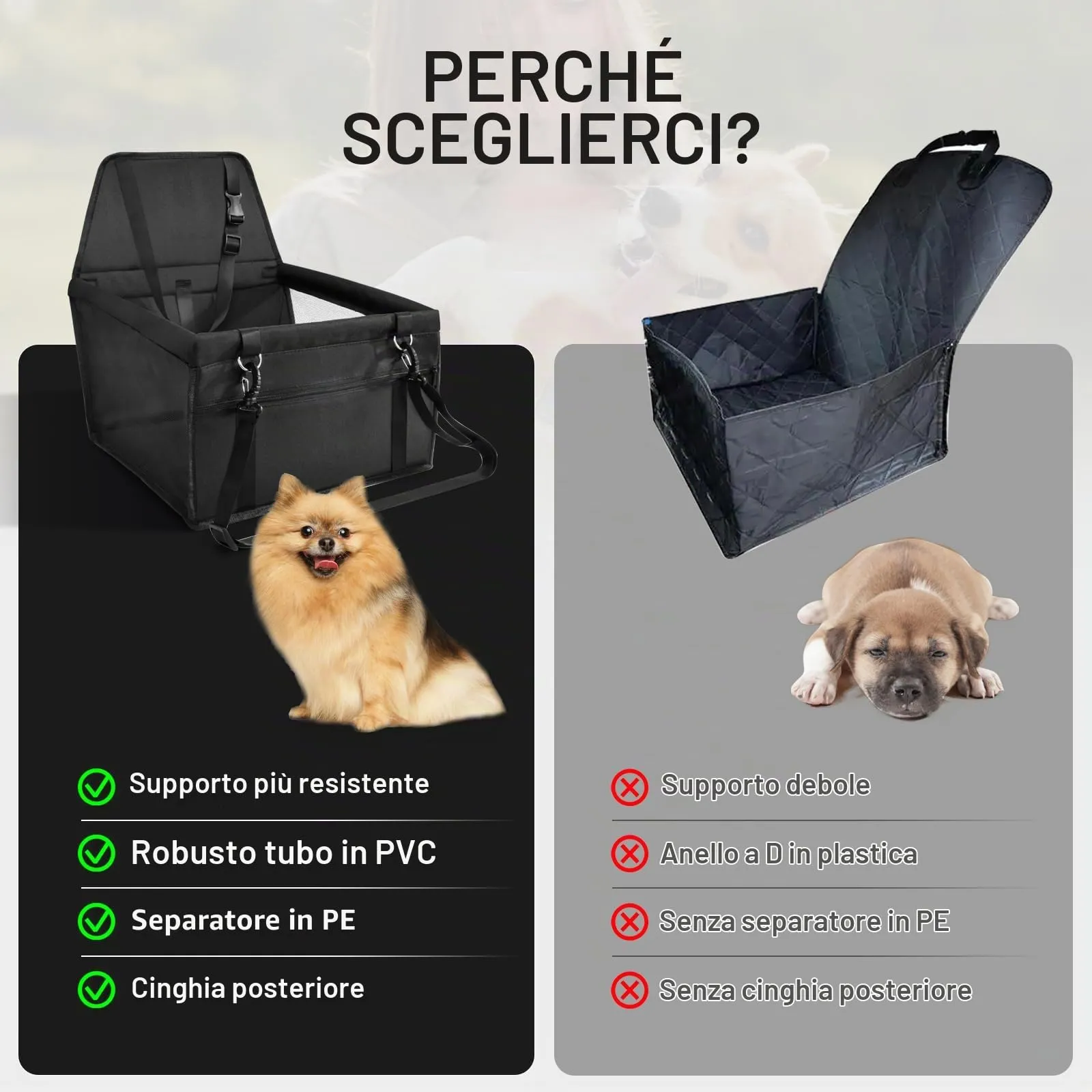 CIMOYBAI Seggiolino Auto per Cani di Piccola e Media Taglia, Tessuto Oxford Traspirante e Lavabile, Pieghevole, Nero - immagine 3