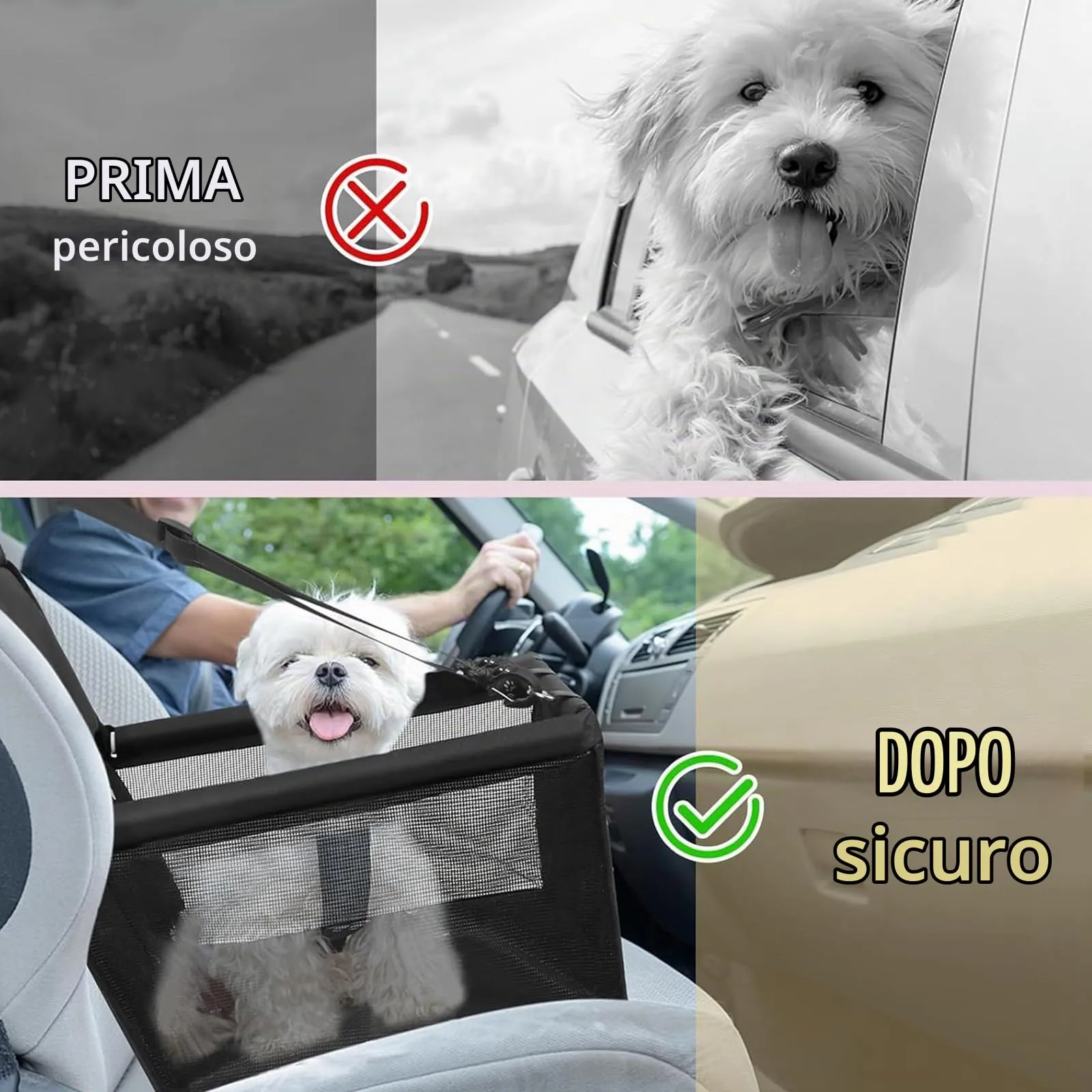 CIMOYBAI Seggiolino Auto per Cani di Piccola e Media Taglia, Tessuto Oxford Traspirante e Lavabile, Pieghevole, Nero - immagine 6