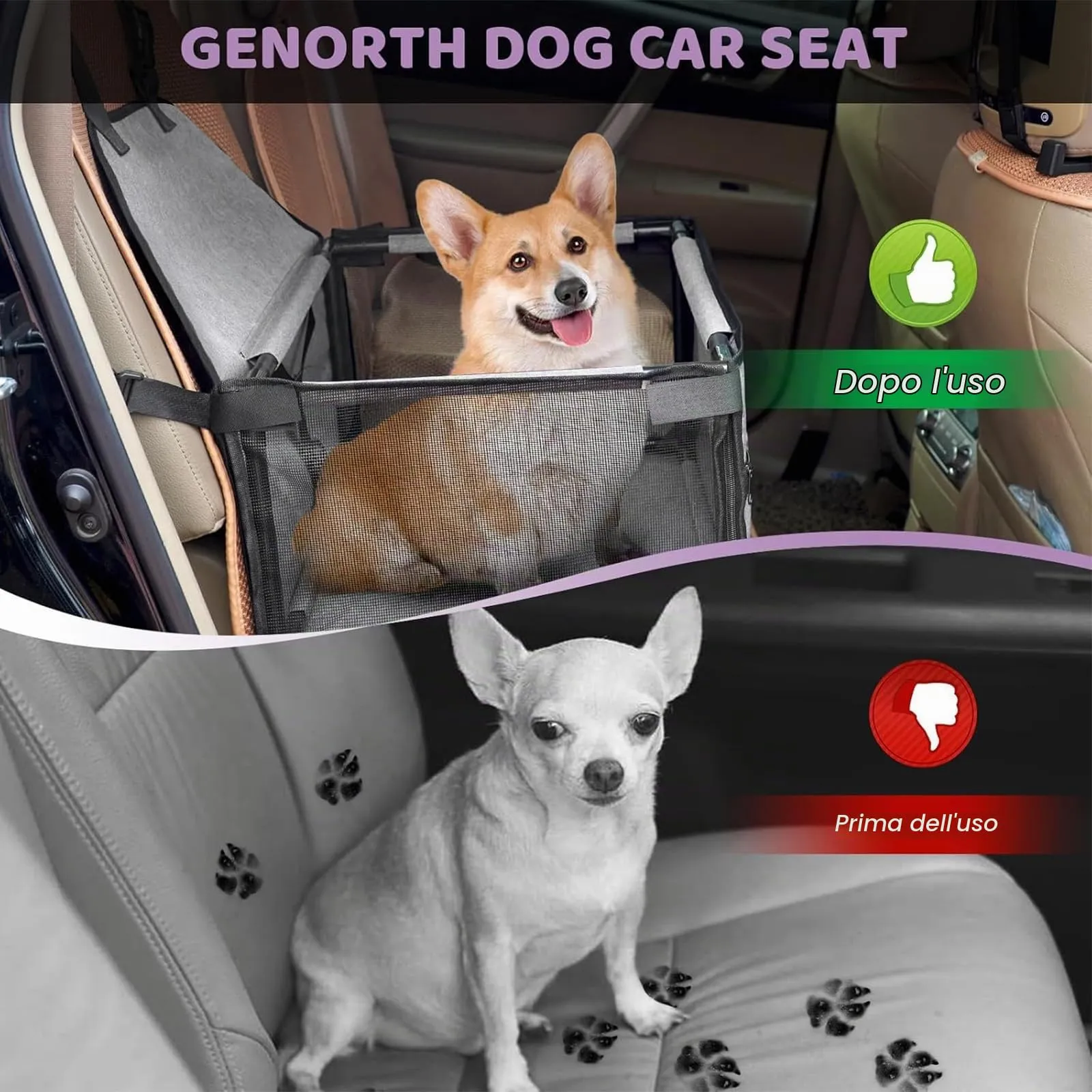 CIMOYBAI Seggiolino Auto per Cani di Piccola e Media Taglia, Pieghevole, Grigio Scuro - immagine 6