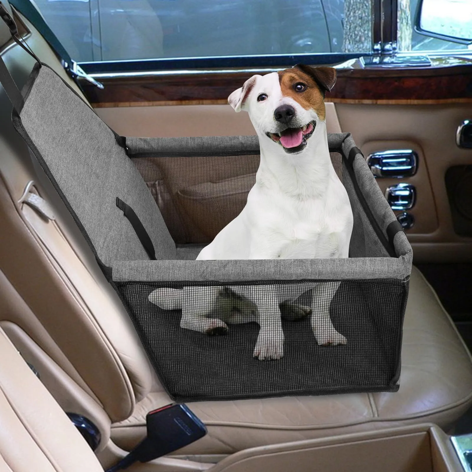 CIMOYBAI Seggiolino Auto per Cani di Piccola e Media Taglia, Pieghevole, Grigio Scuro - immagine 7