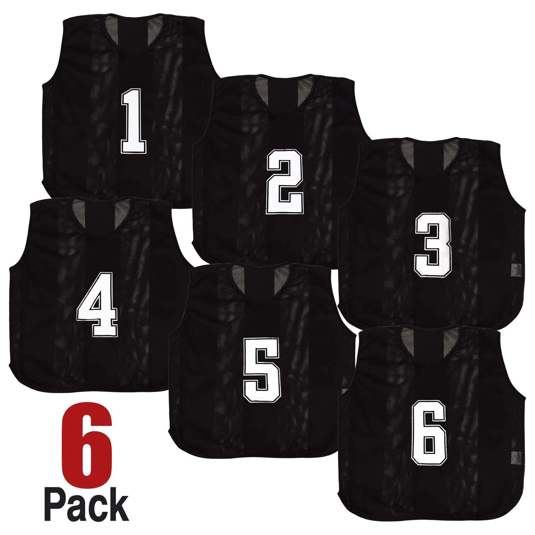 A2Z 4 Kids Bavaglini Allenamento Gilet Sportivi Numerati, 6 Confezione, Nero, 4-8 anni - immagine 3