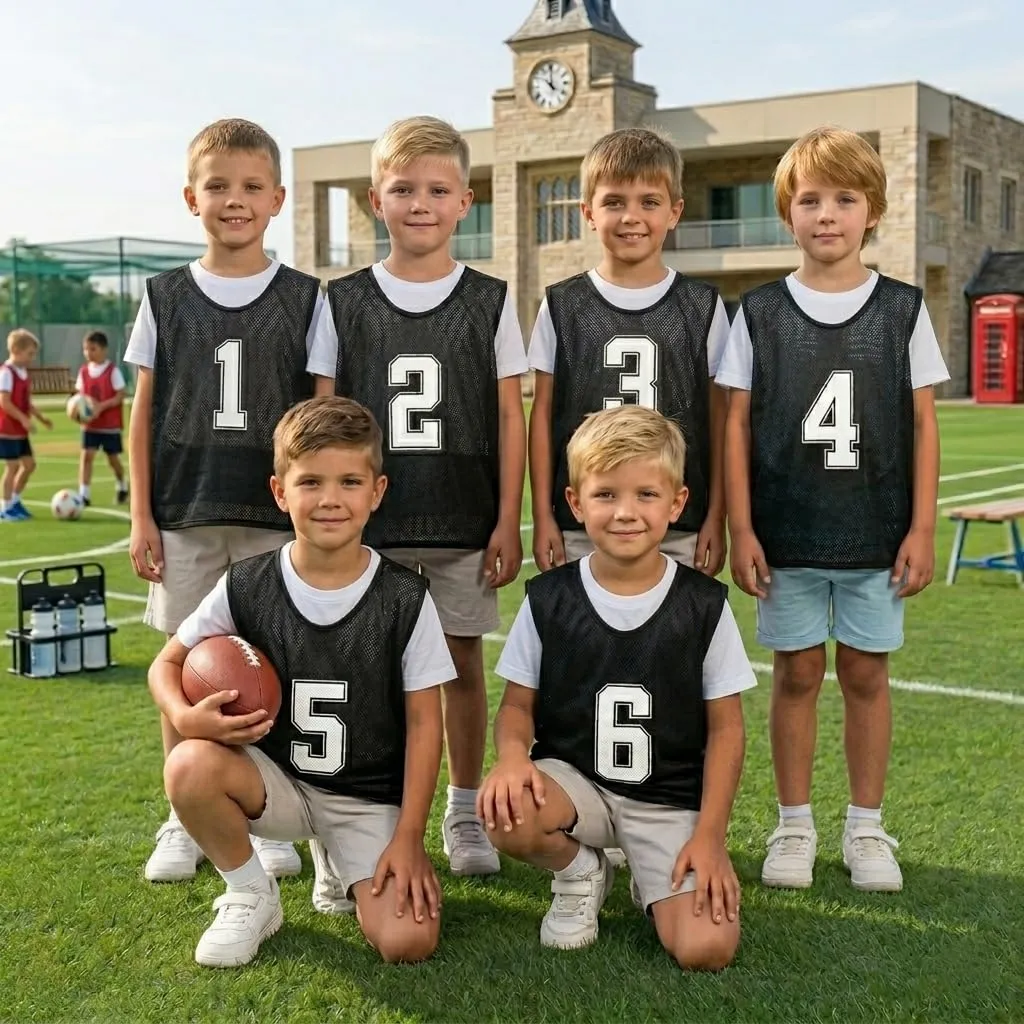 A2Z 4 Kids Sports Bibs 762 Black, 6 Pack, Age 9-14 - immagine 2