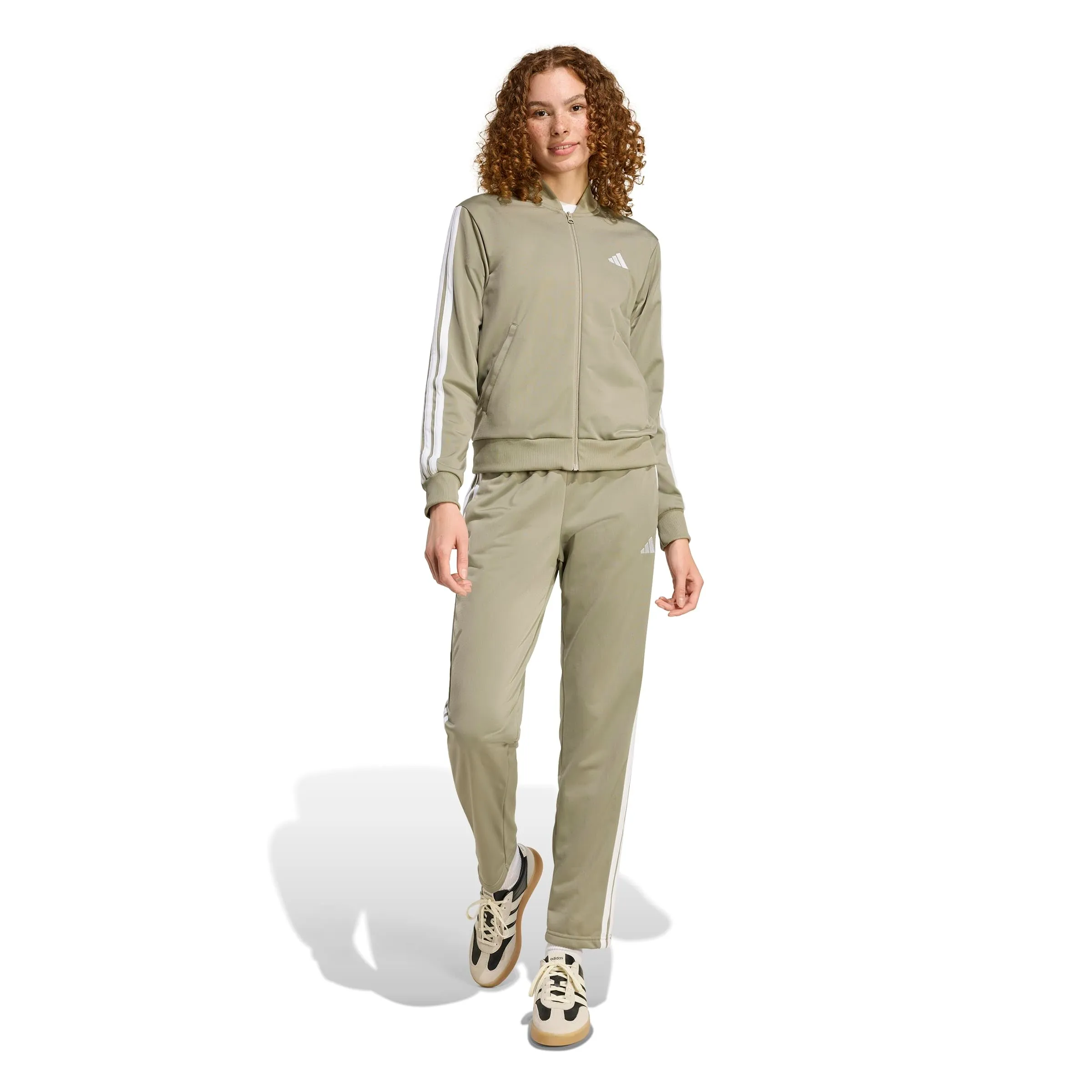 adidas Donna Essentials 3-Stripes Track Suit, Silver Pebble, XL - immagine 4
