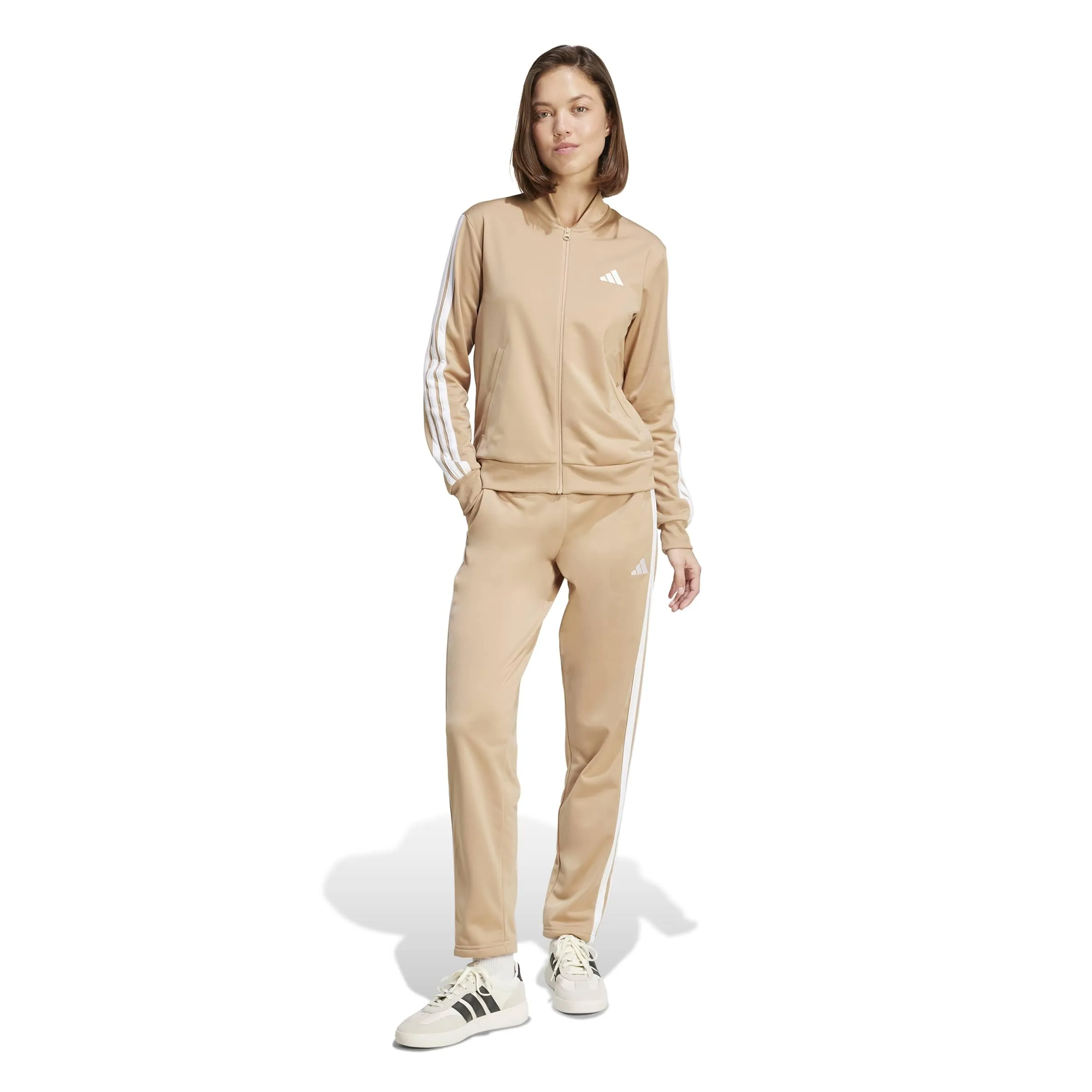 adidas Women's Essentials 3-Stripes Tracksuit, Warm Sandstone, XL - immagine 3