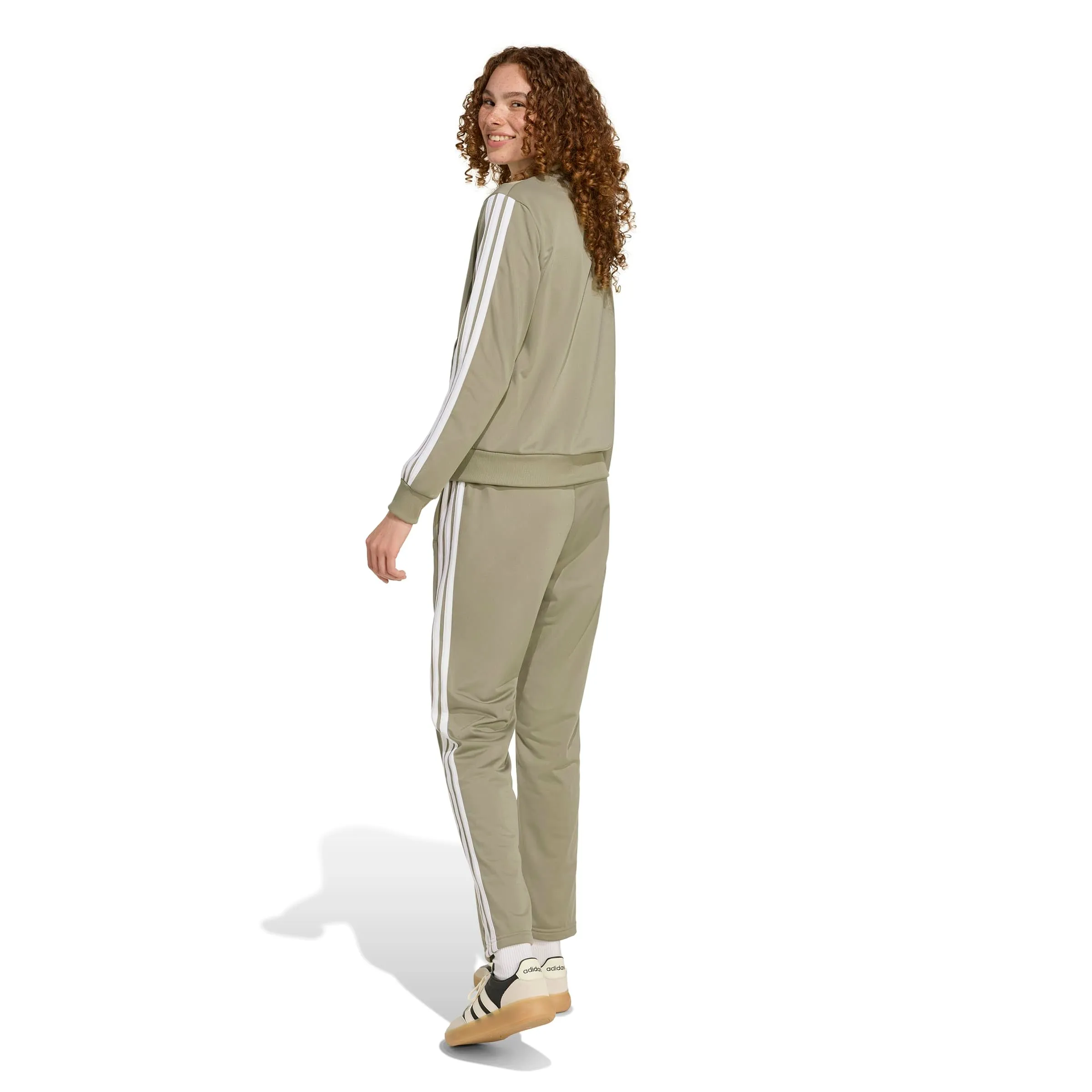 adidas Donna Essentials 3-Stripes Track Suit, Silver Pebble, S - immagine 3