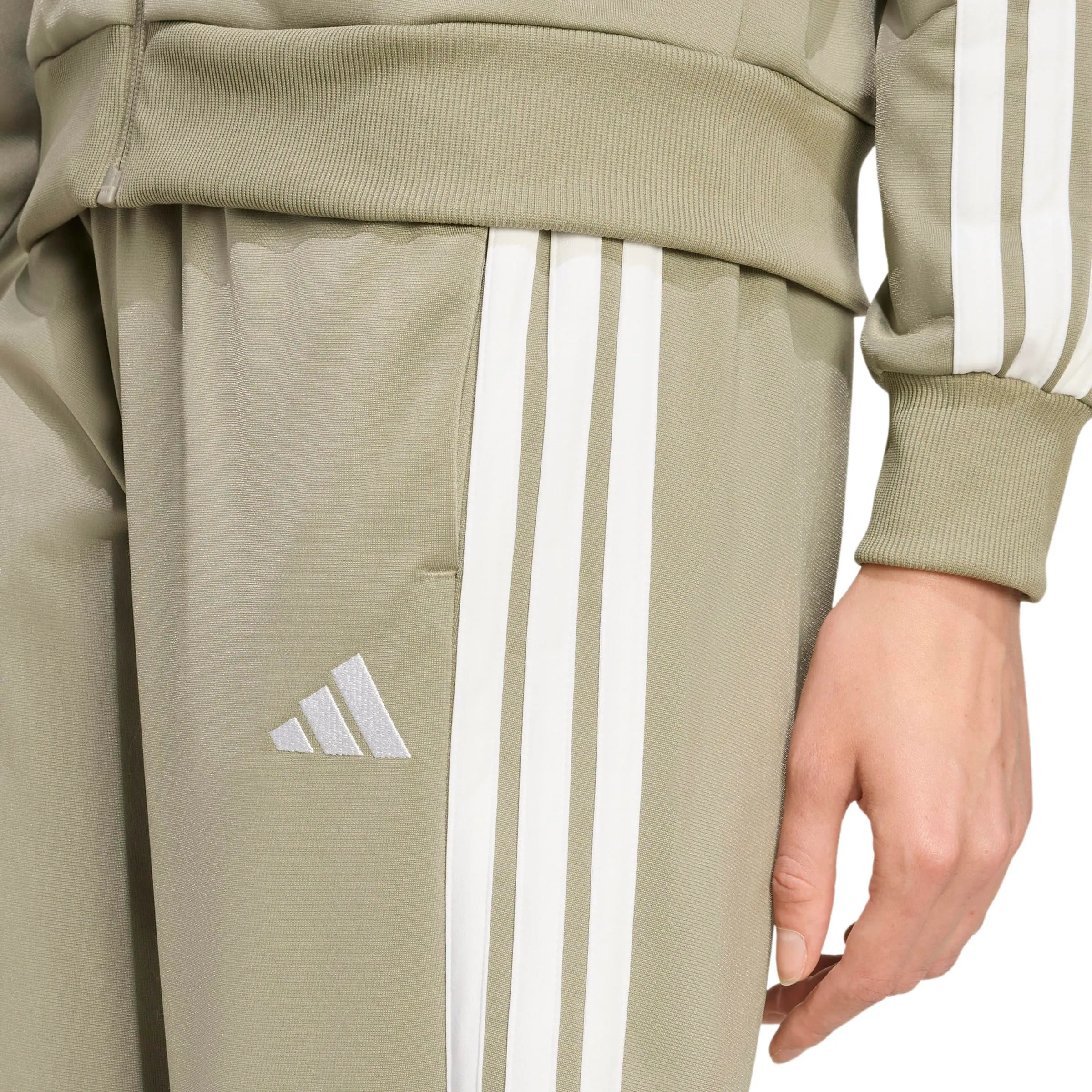 adidas Donna Essentials 3-Stripes Track Suit, Silver Pebble, S - immagine 5