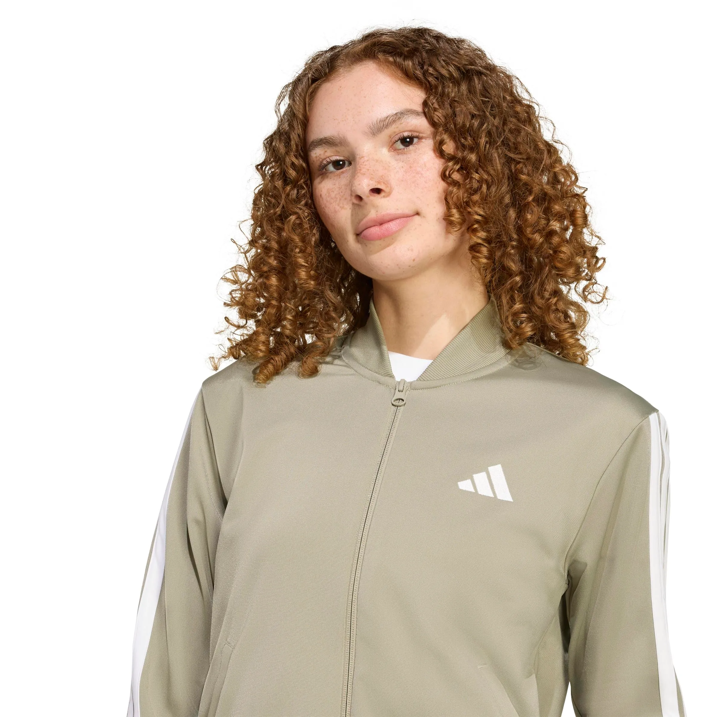 adidas Donna Essentials 3-Stripes Track Suit, Silver Pebble, S - immagine 6