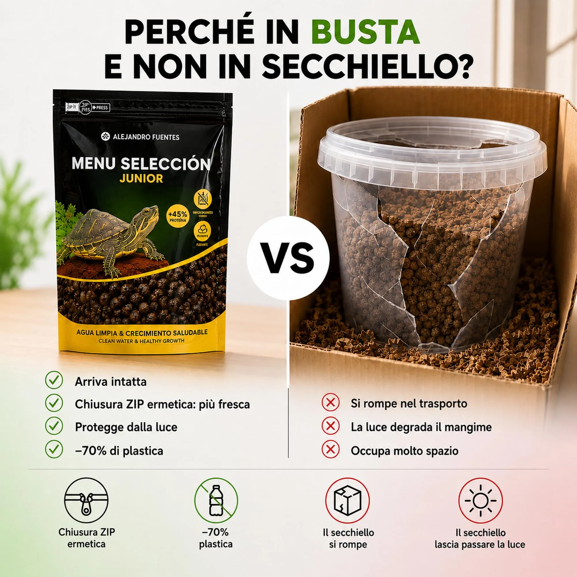 Alejandro Fuentes Mangime Tartarughe Acqua Junior Pellet Galleggianti 3mm, 200g - immagine 6
