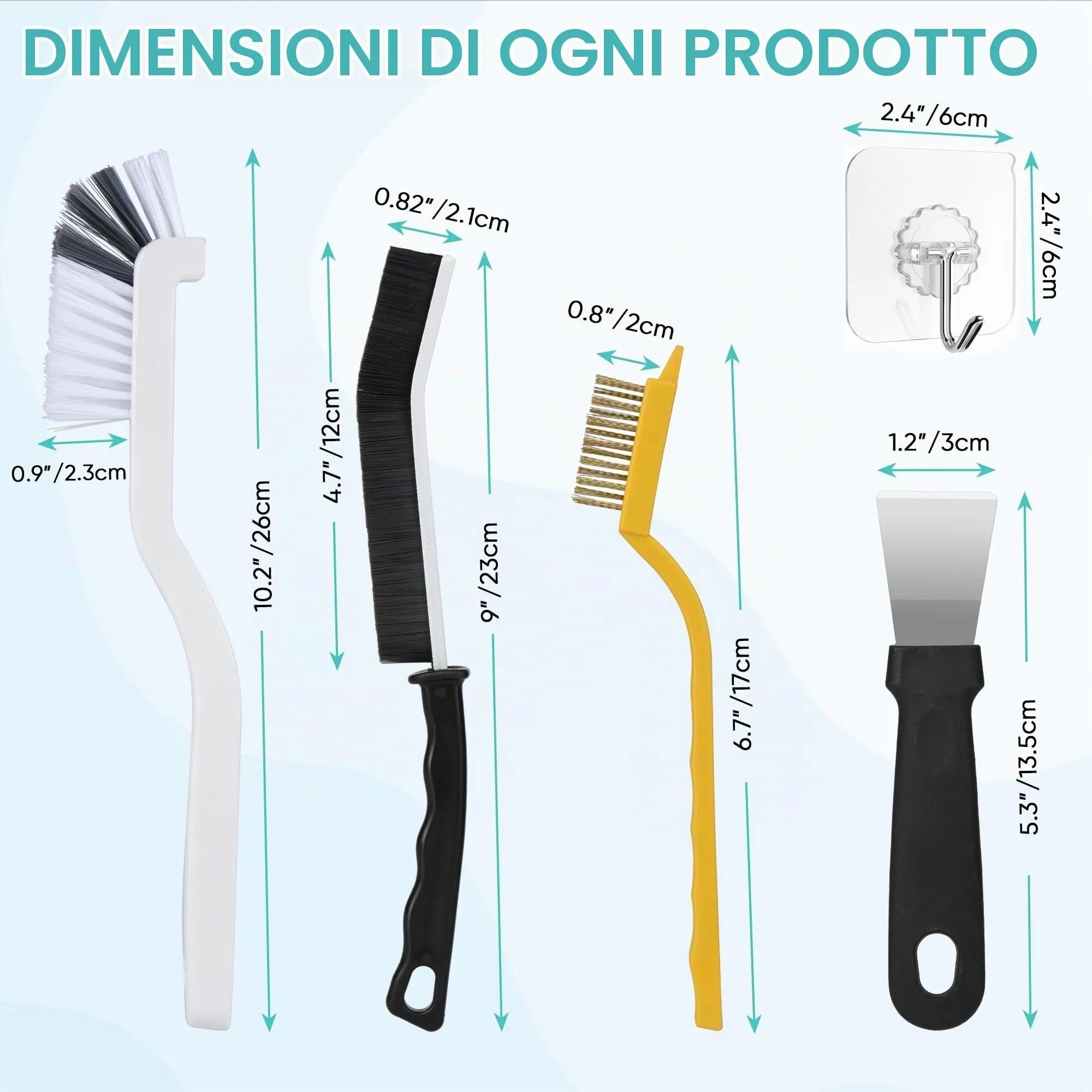 Tedmax Kit Spazzole per la Pulizia delle Fessure, 12 Pezzi - immagine 8