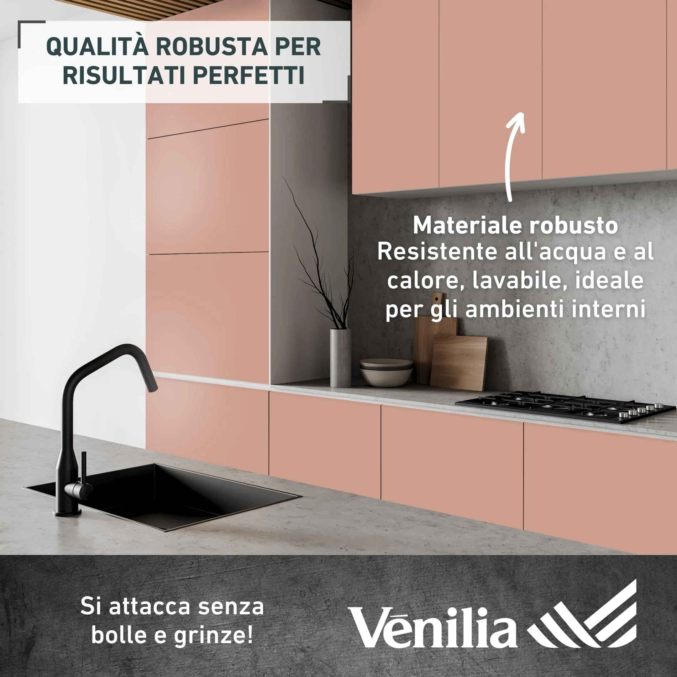 Vénilia Unimat Pellicola Adesiva per Mobili, Terracotta, 67,5 cm x 2 m, PVC - immagine 3