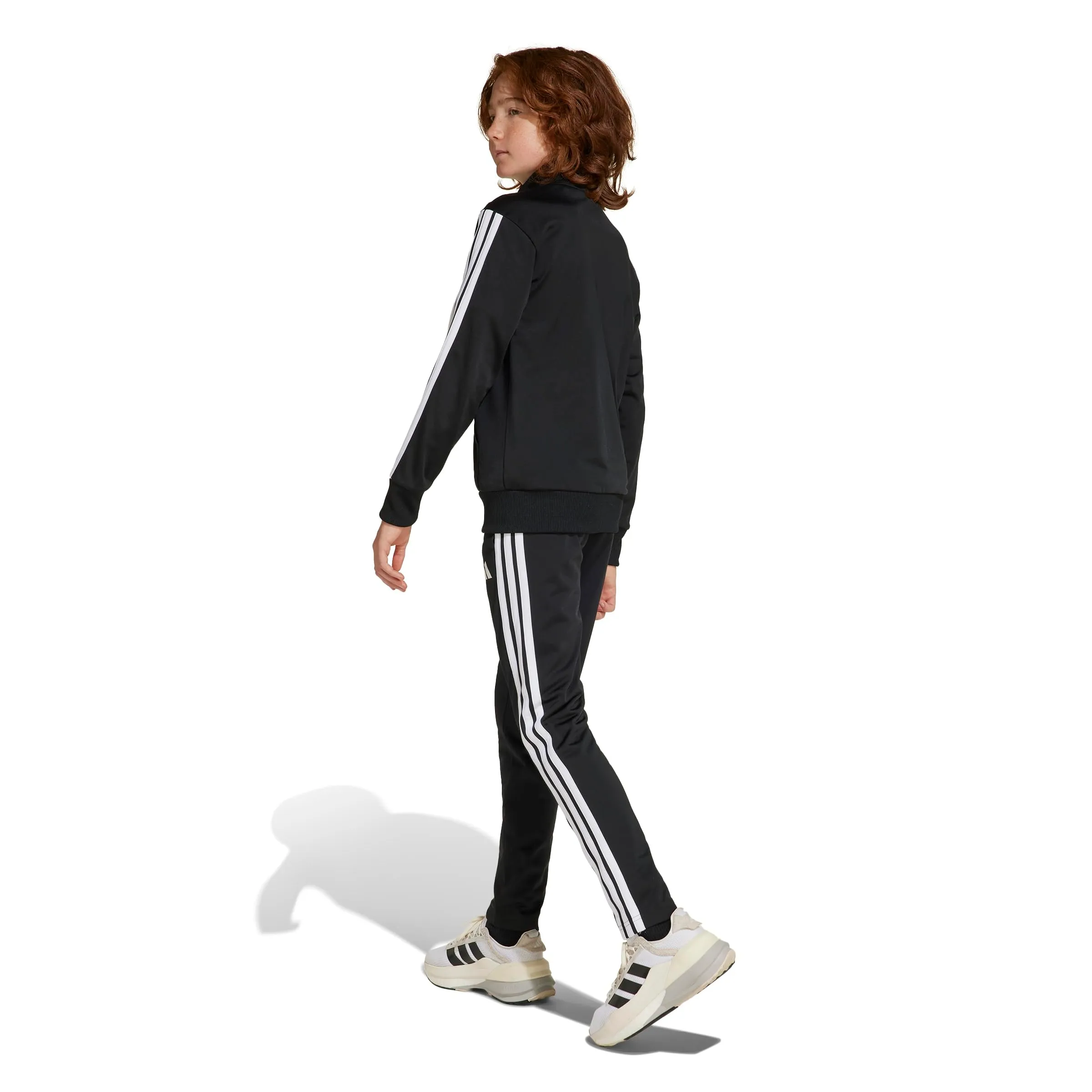 adidas Seasonal Essentials Tiberio 3 Stripes Tricot Track Suit, Black/White/Grey Two, 15-16 Years - immagine 2
