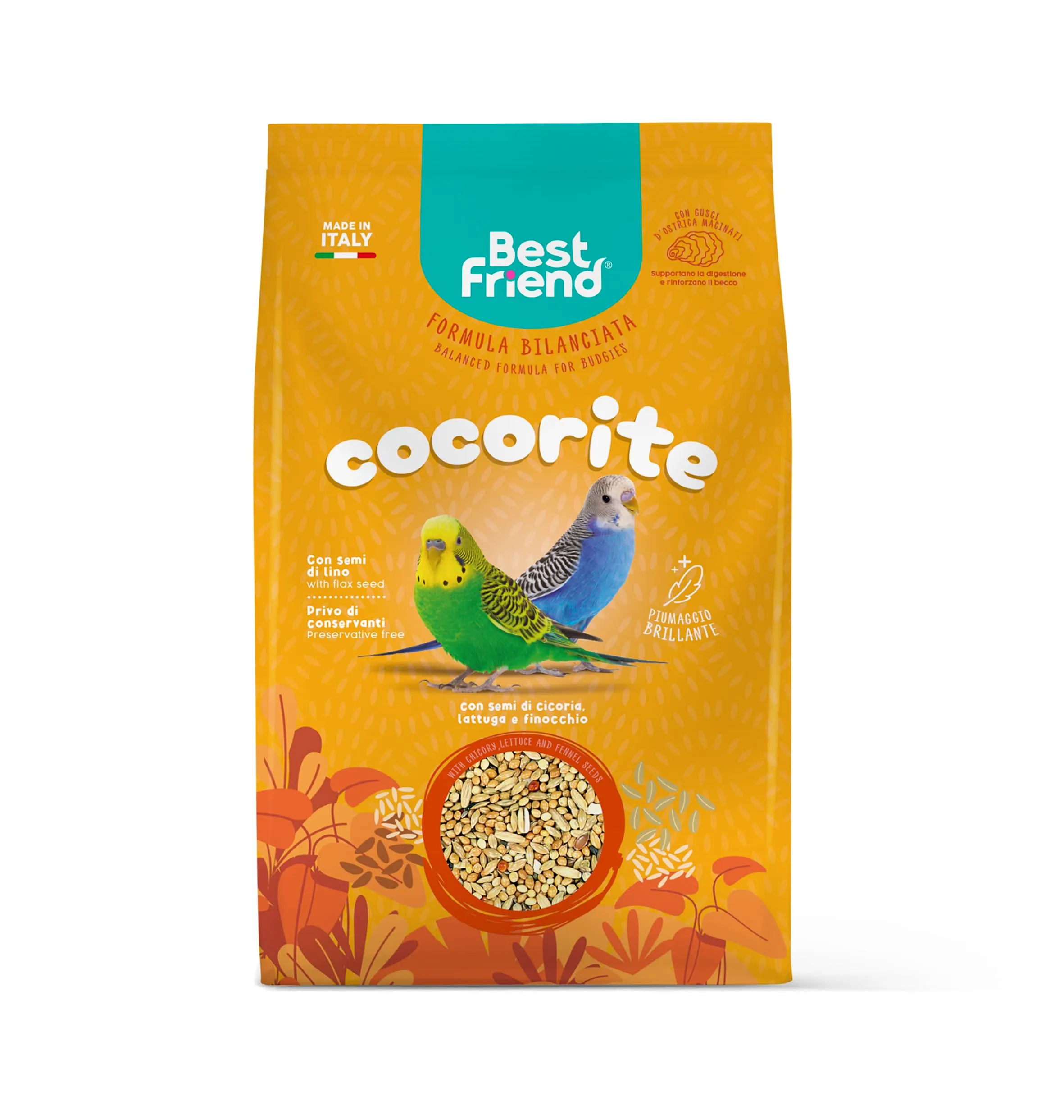Best Friend Mangime Completo per Cocorite con Semi di Cicoria, Lattuga e Finocchio, 4 kg (8 x 500 g) - immagine 2