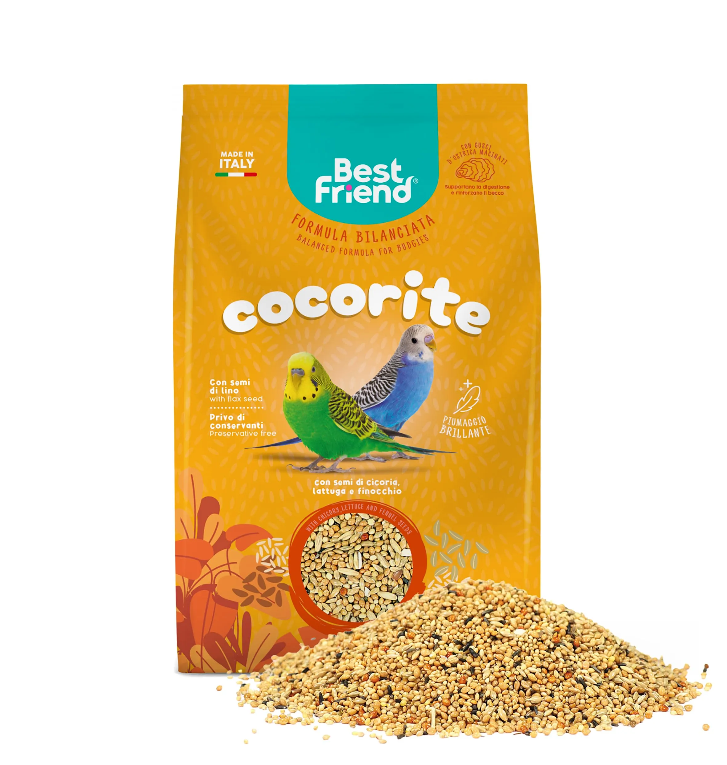 Best Friend Mangime Completo per Cocorite con Semi di Cicoria, Lattuga e Finocchio, 4 kg (8 x 500 g) - immagine 3