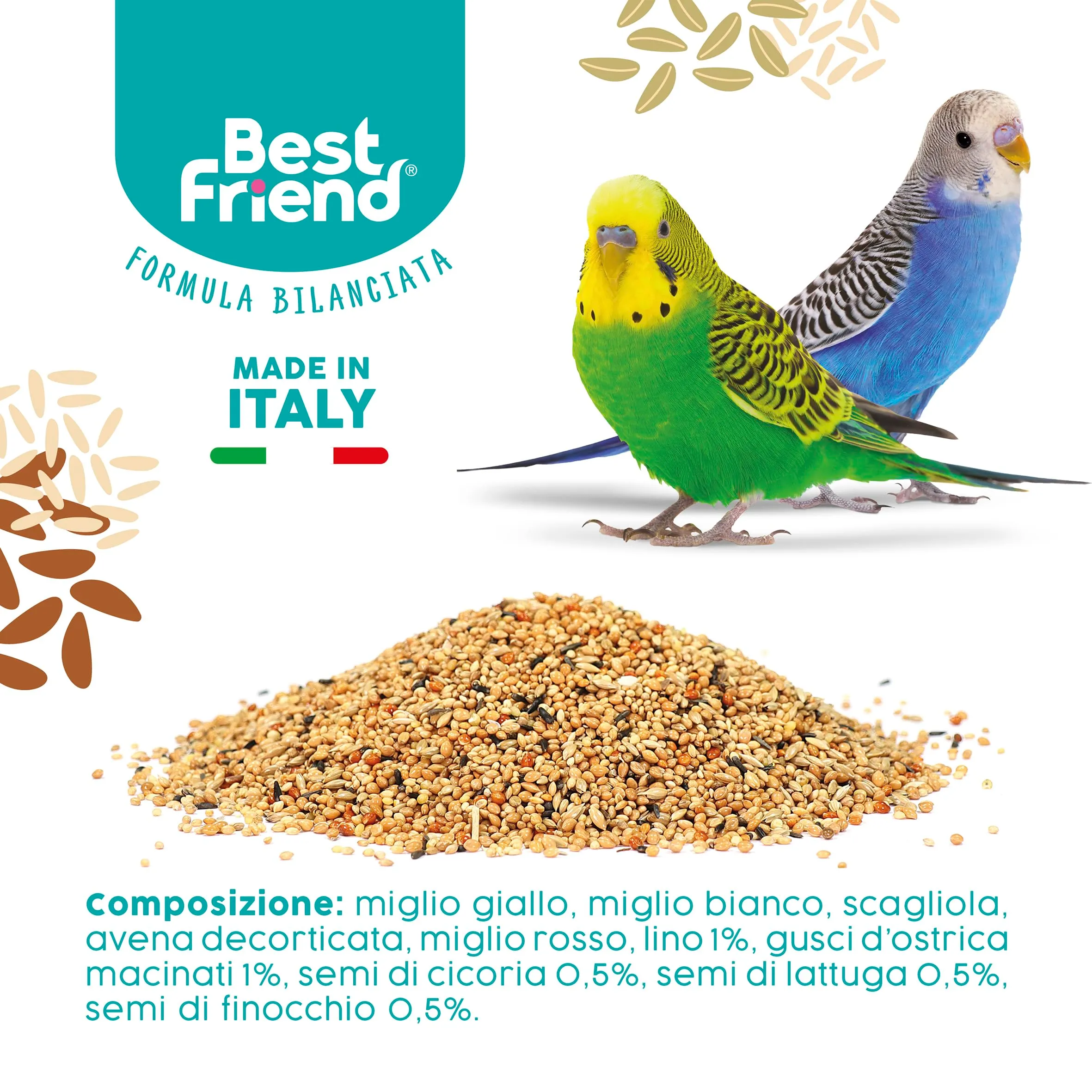 Best Friend Mangime Completo per Cocorite con Semi di Cicoria, Lattuga e Finocchio, 4 kg (8 x 500 g) - immagine 6
