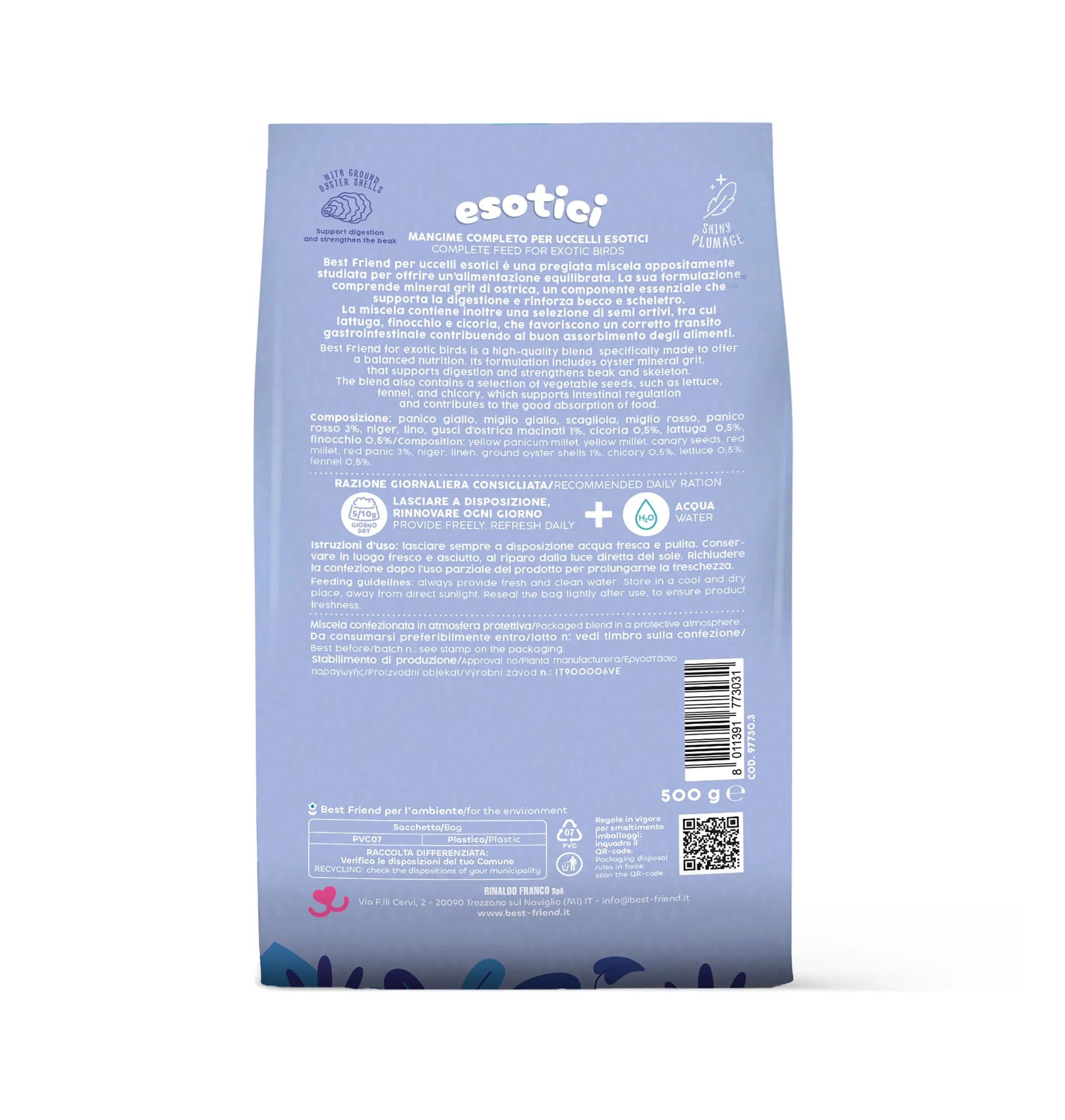 Best Friend Mangime Completo per Uccelli Esotici con Semi di Cicoria, Lattuga e Finocchio, 4 kg (8 x 500 g) - immagine 4