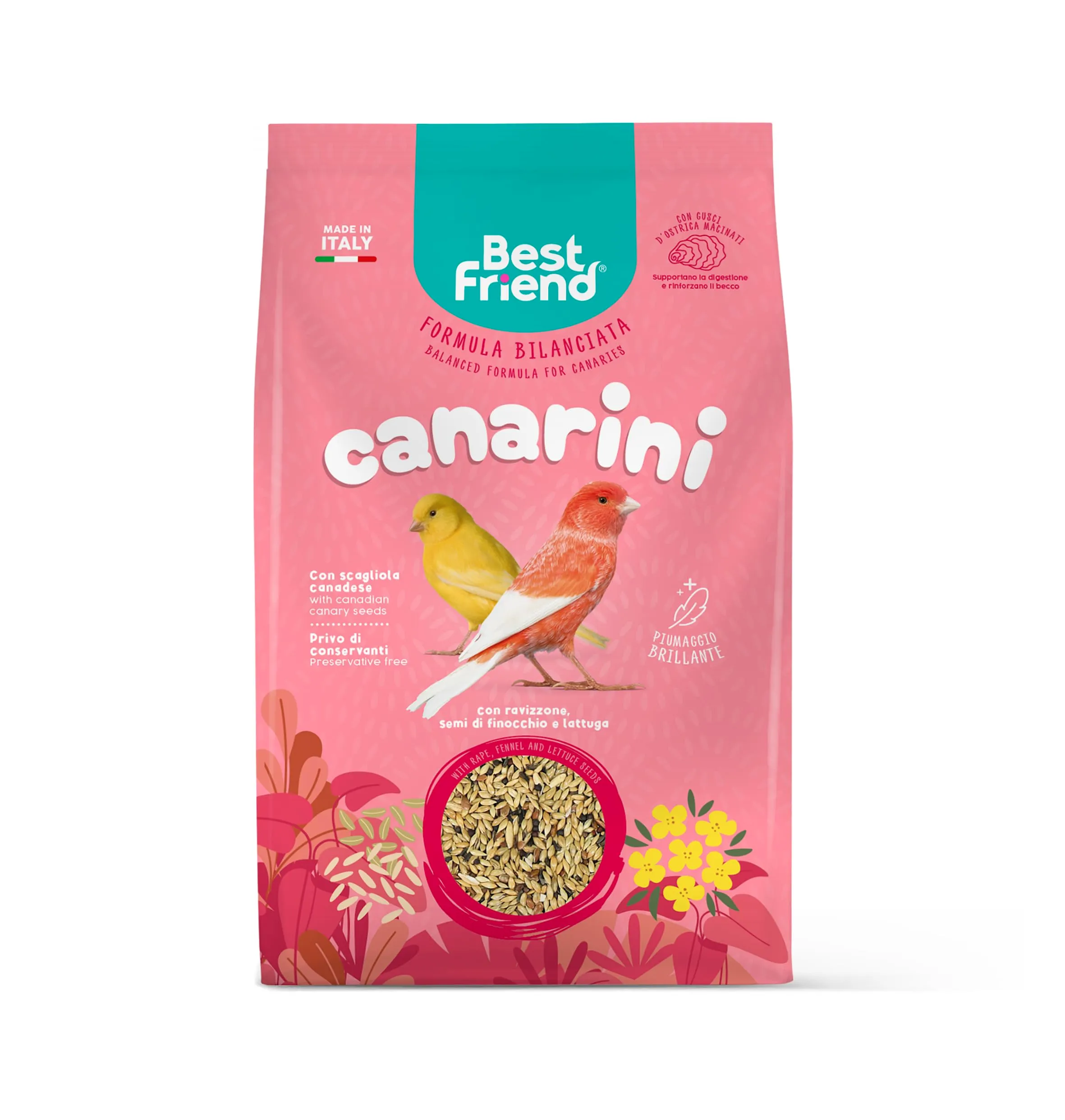 Best Friend Mangime Completo per Canarini con Ravizzone, Semi di Finocchio e Lattuga, 4 kg (8 x 500 g) - immagine 2