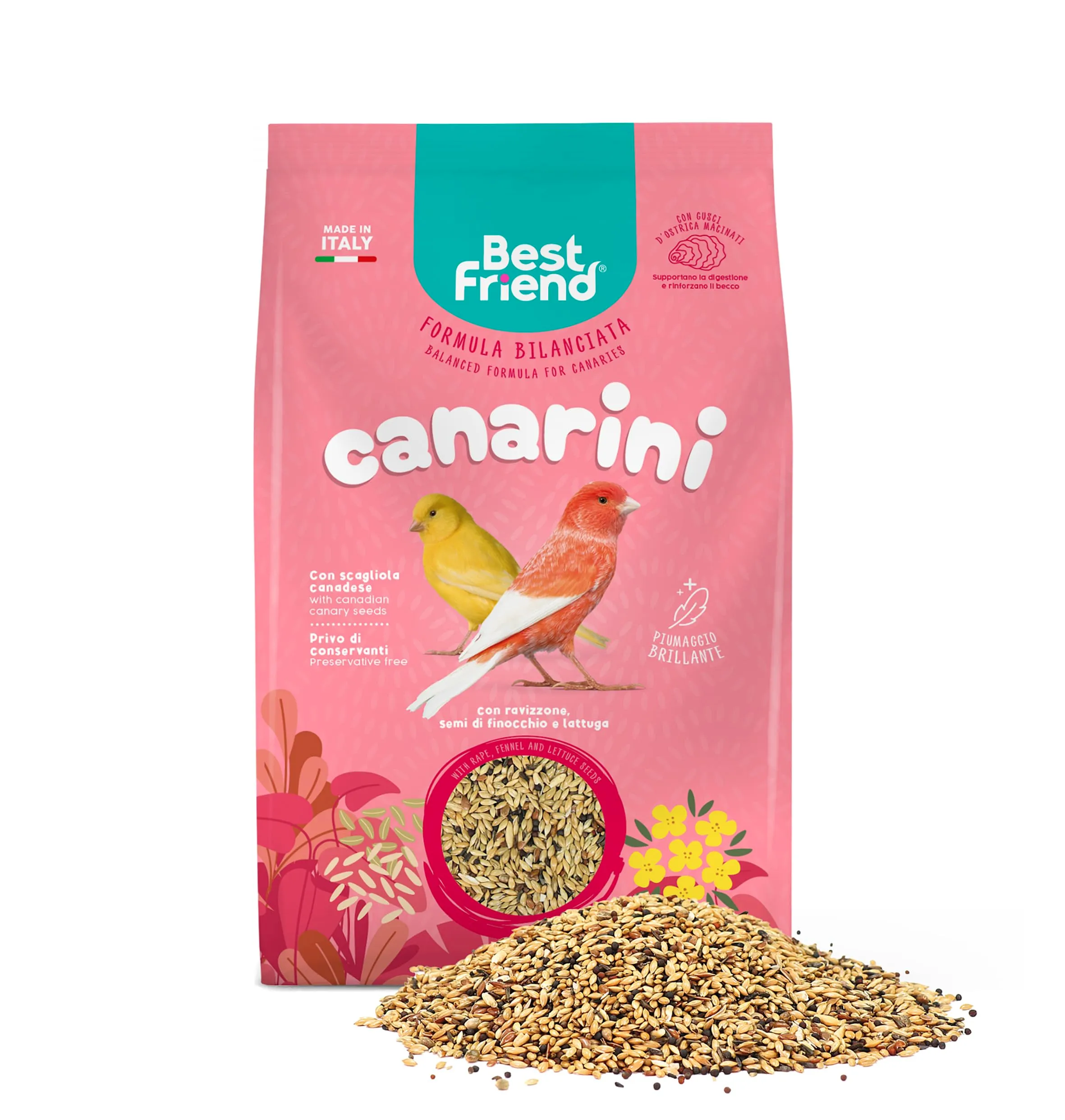 Best Friend Mangime Completo per Canarini con Ravizzone, Semi di Finocchio e Lattuga, 4 kg (8 x 500 g) - immagine 3