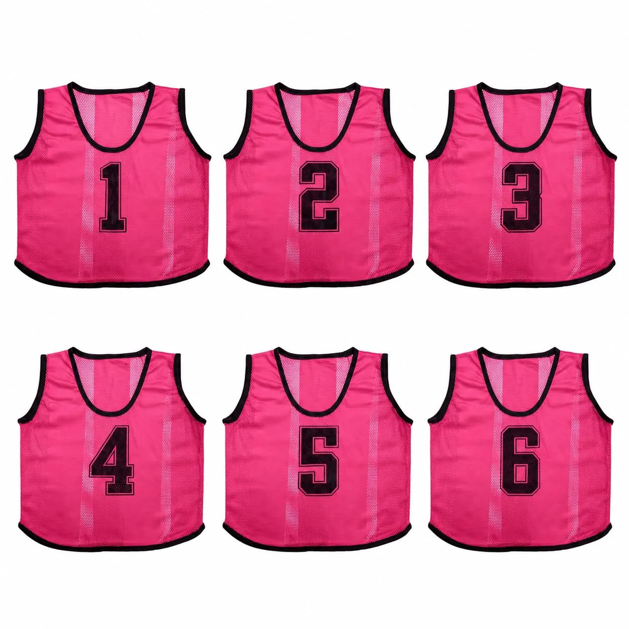 A2Z 4 Kids Bavaglini Allenamento Gilet Sportivi Numerati, Confezione da 6, Rosa, 9-14 anni - immagine 1