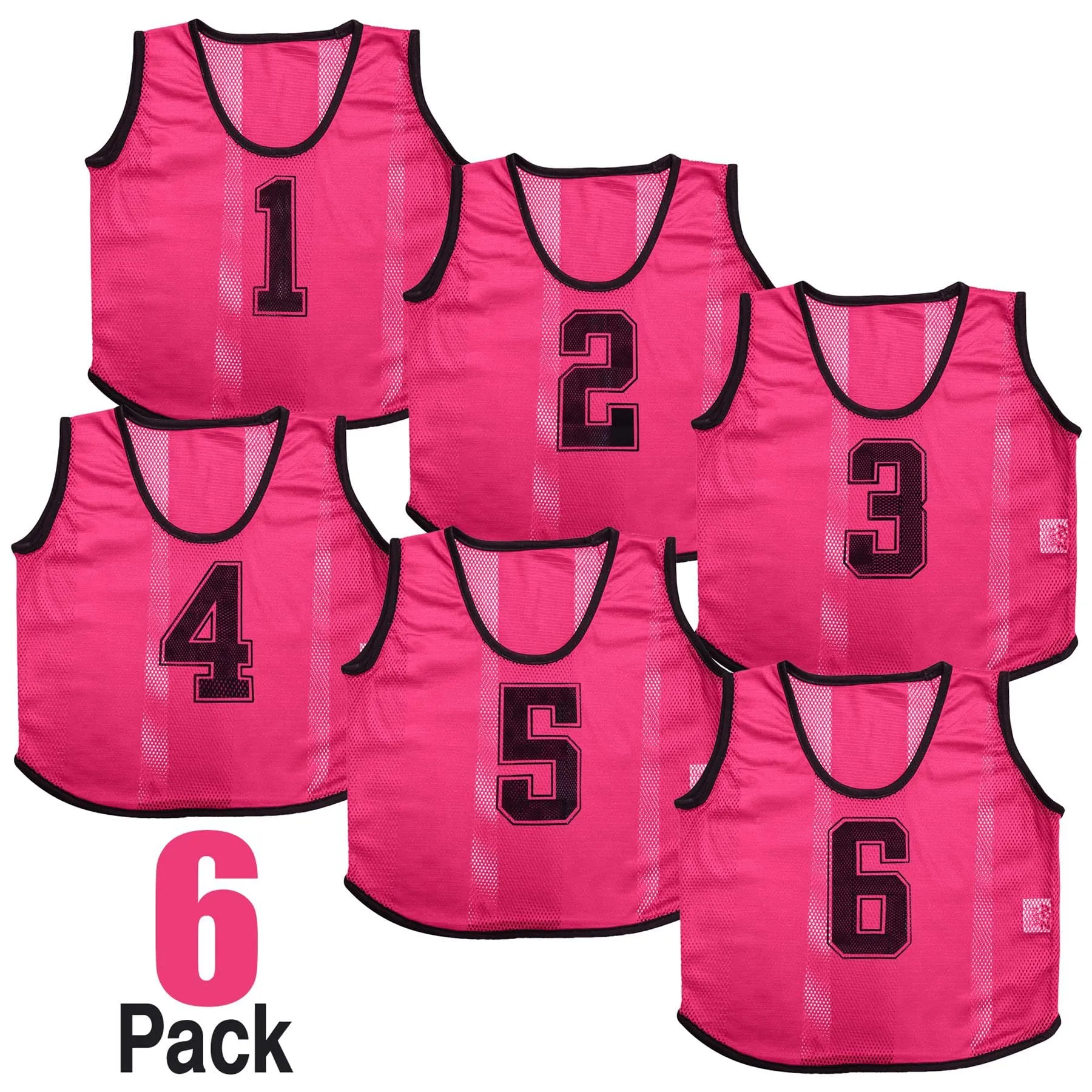 A2Z 4 Kids Bavaglini Allenamento Gilet Sportivi Numerati, Confezione da 6, Rosa, 9-14 anni - immagine 3