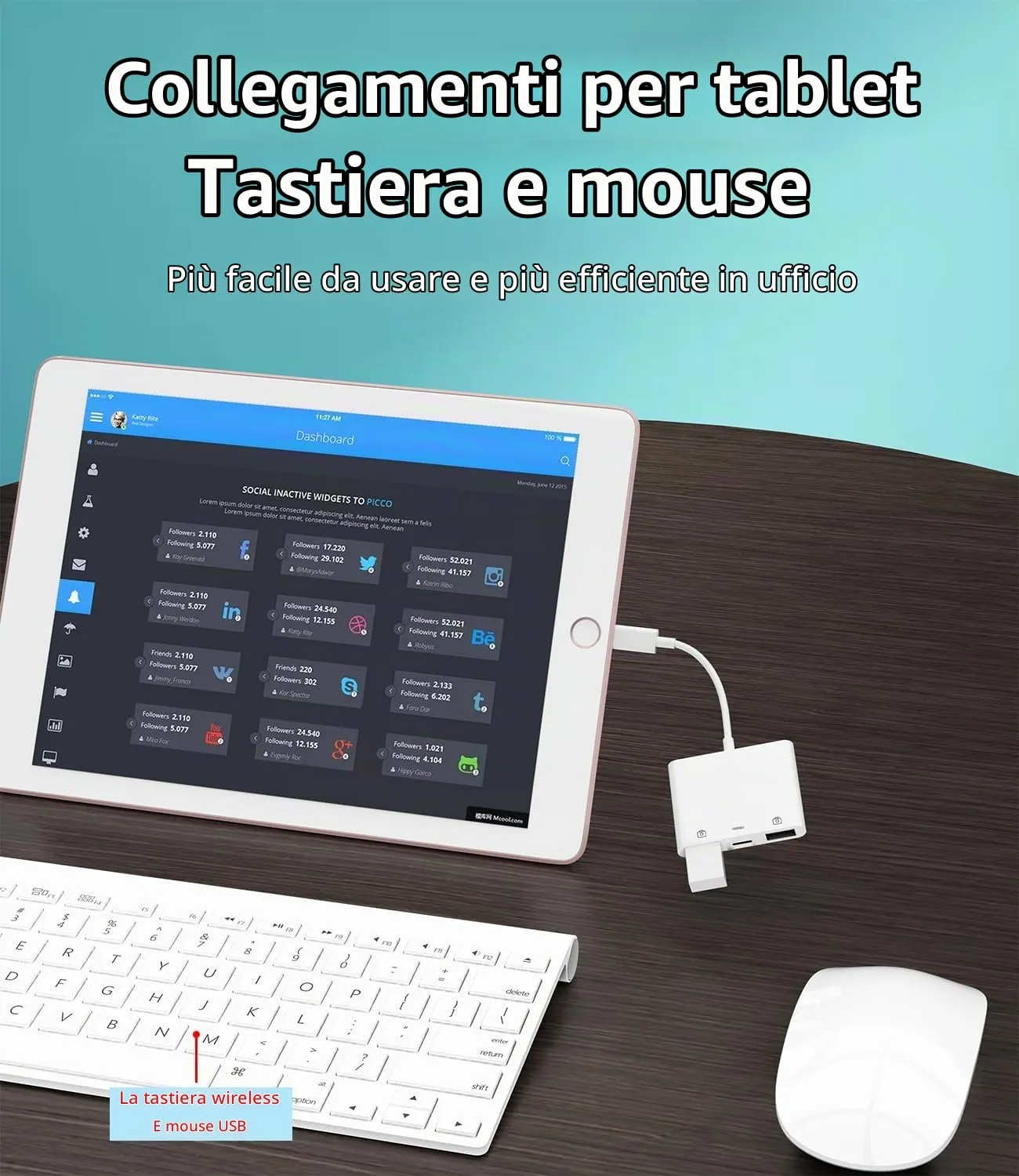 WASRUYI Adattatore Lightning USB 3 in 1 per iPhone 14 Pro, iPad, OTG 3.0 Trasferimento Dati e Ricarica - immagine 2