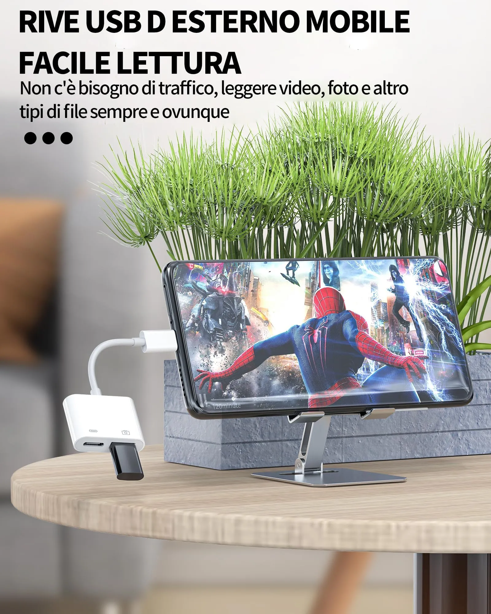 WASRUYI Adattatore USB-C a USB 2in1 OTG 3.0 con Porta di Ricarica per iPhone 16, 15, iPad, Samsung e Android - immagine 3