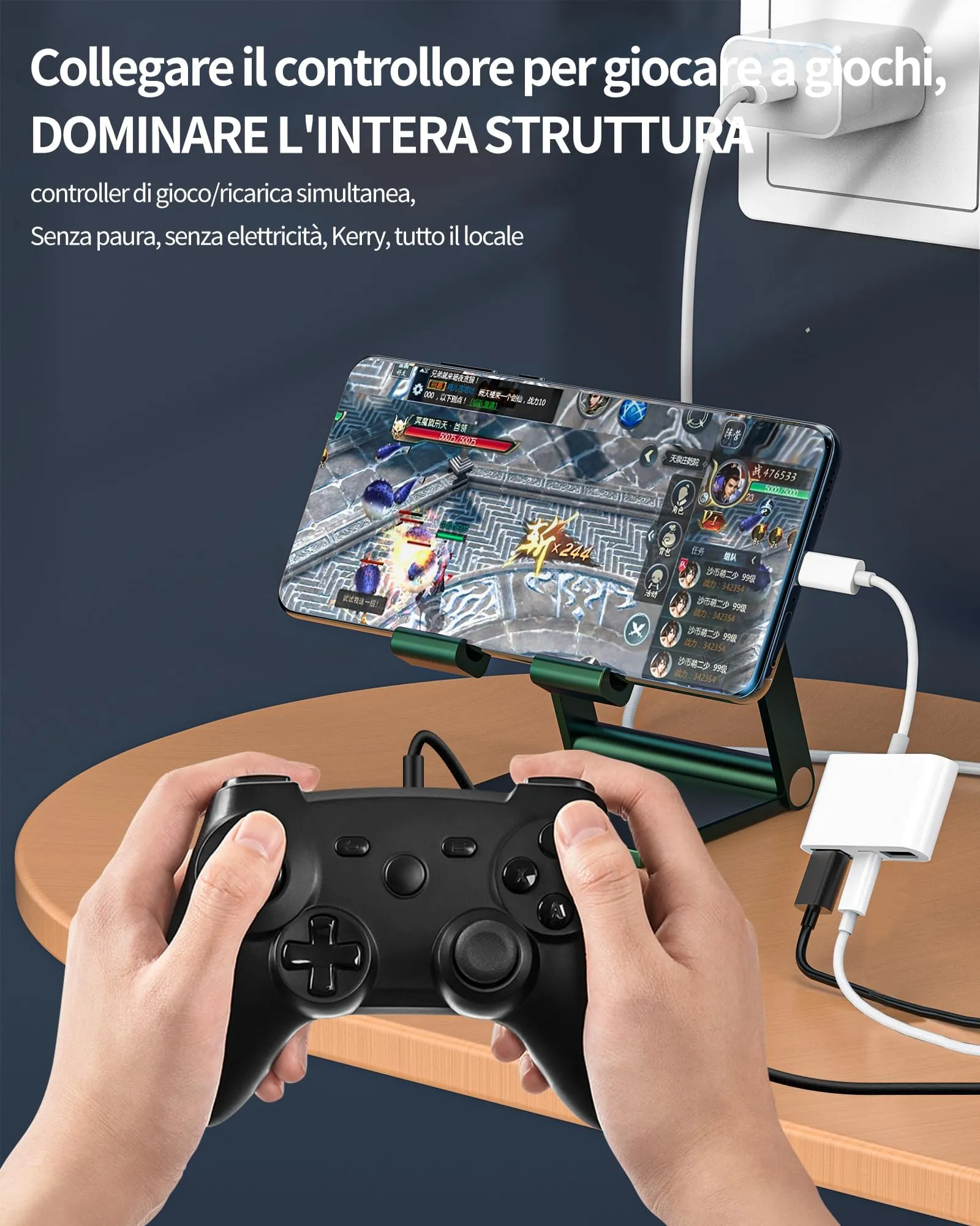 WASRUYI Adattatore USB C OTG 3-in-1 per iPhone 16 15, MacBook Air, iPad, Android, USB 3.0 Maschio a USB Femmina e USB-C Ricarica - immagine 5
