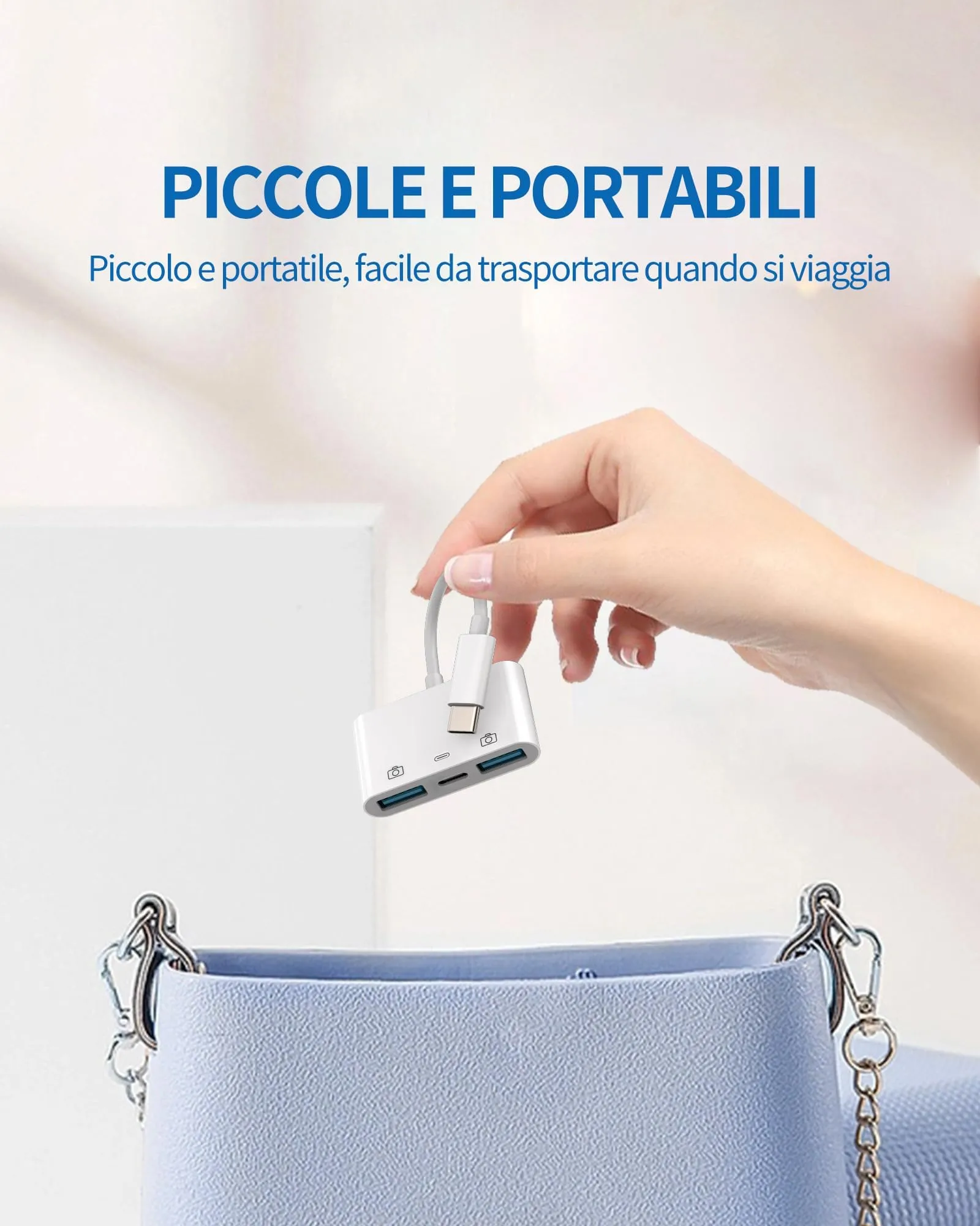 WASRUYI Adattatore USB C OTG 3-in-1 per iPhone 16 15, MacBook Air, iPad, Android, USB 3.0 Maschio a USB Femmina e USB-C Ricarica - immagine 7