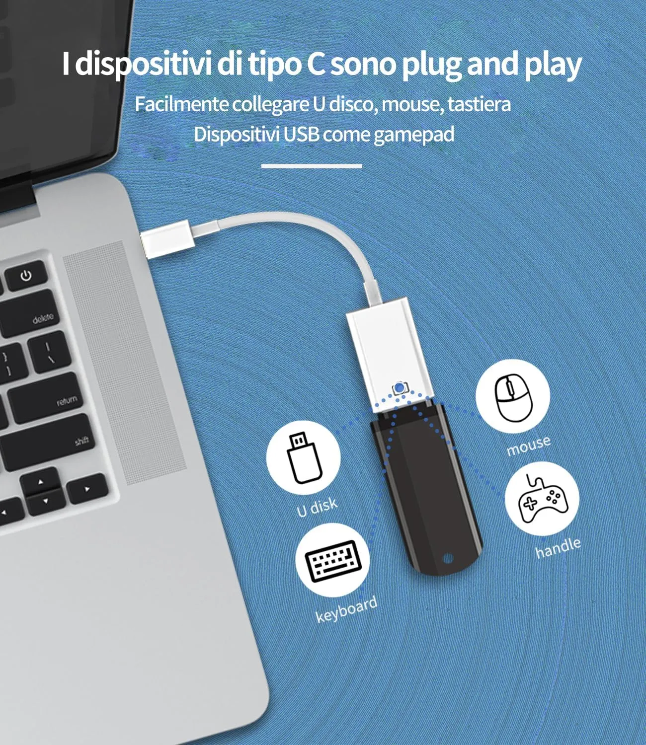 WASRUYI Adattatore USB-C OTG 3.0 da USB-C maschio a USB femmina per iPhone 16 15, Samsung, Android, MacBook e Tablet - immagine 2