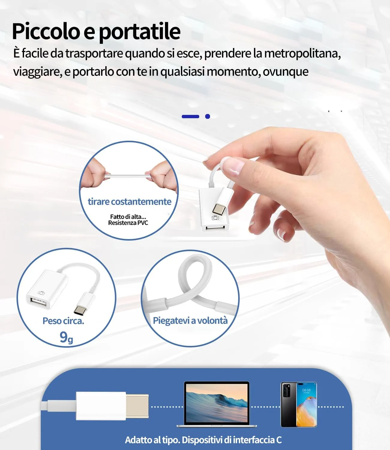 WASRUYI Adattatore USB-C OTG 3.0 da USB-C maschio a USB femmina per iPhone 16 15, Samsung, Android, MacBook e Tablet - immagine 7
