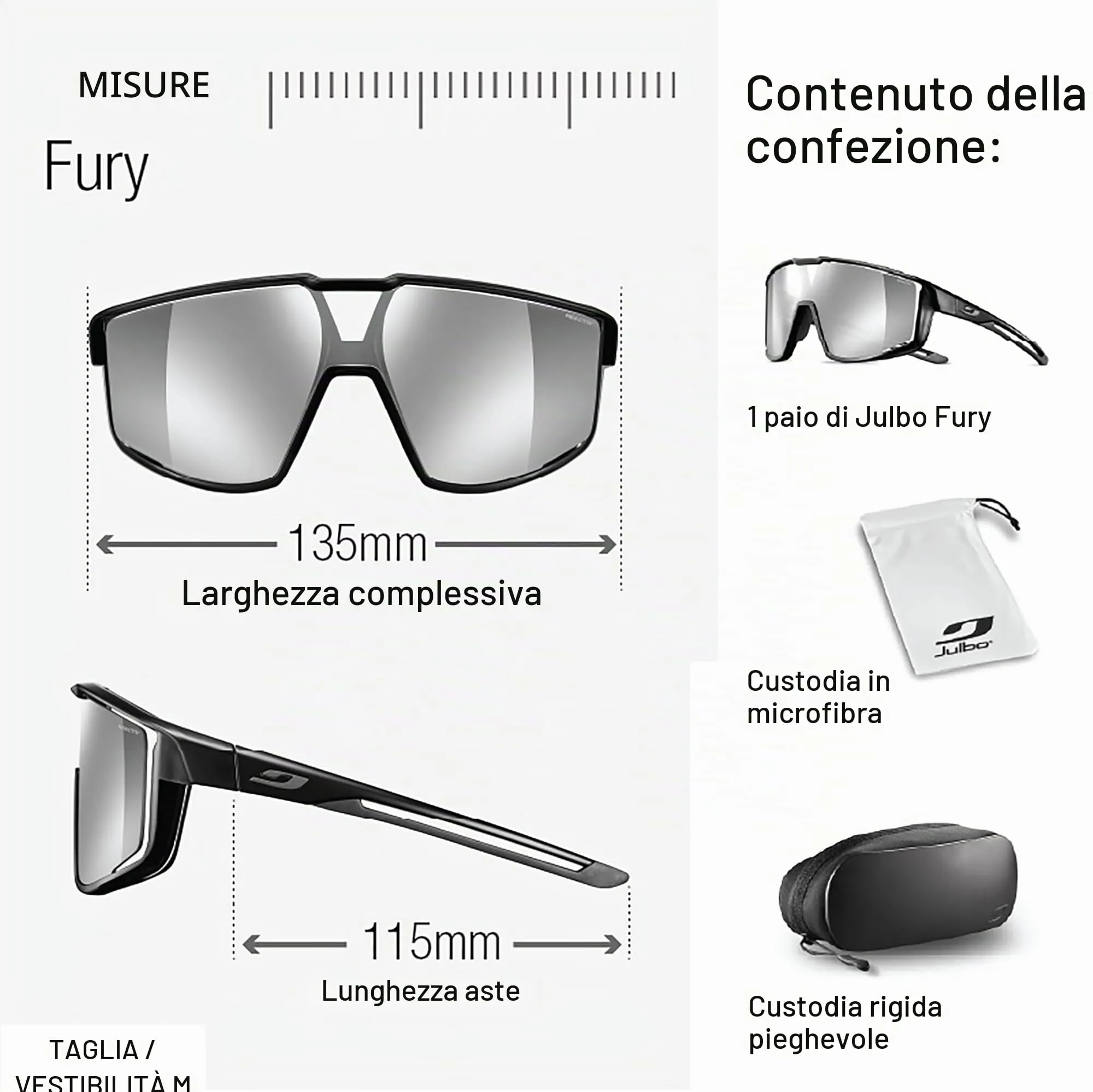 Julbo Fury Sunglasses Adult Unisex - Nero/Verde Opaco - Photochromic 0-3 - immagine 7