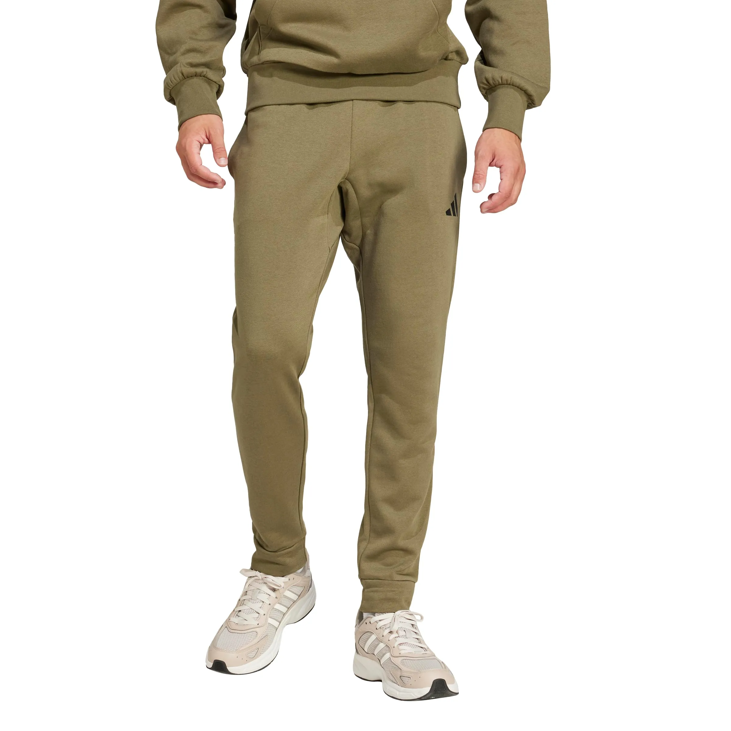 Adidas Essentials Feel Cozy Fleece Pants Uomo, Olive Strata/Nero, S - immagine 1
