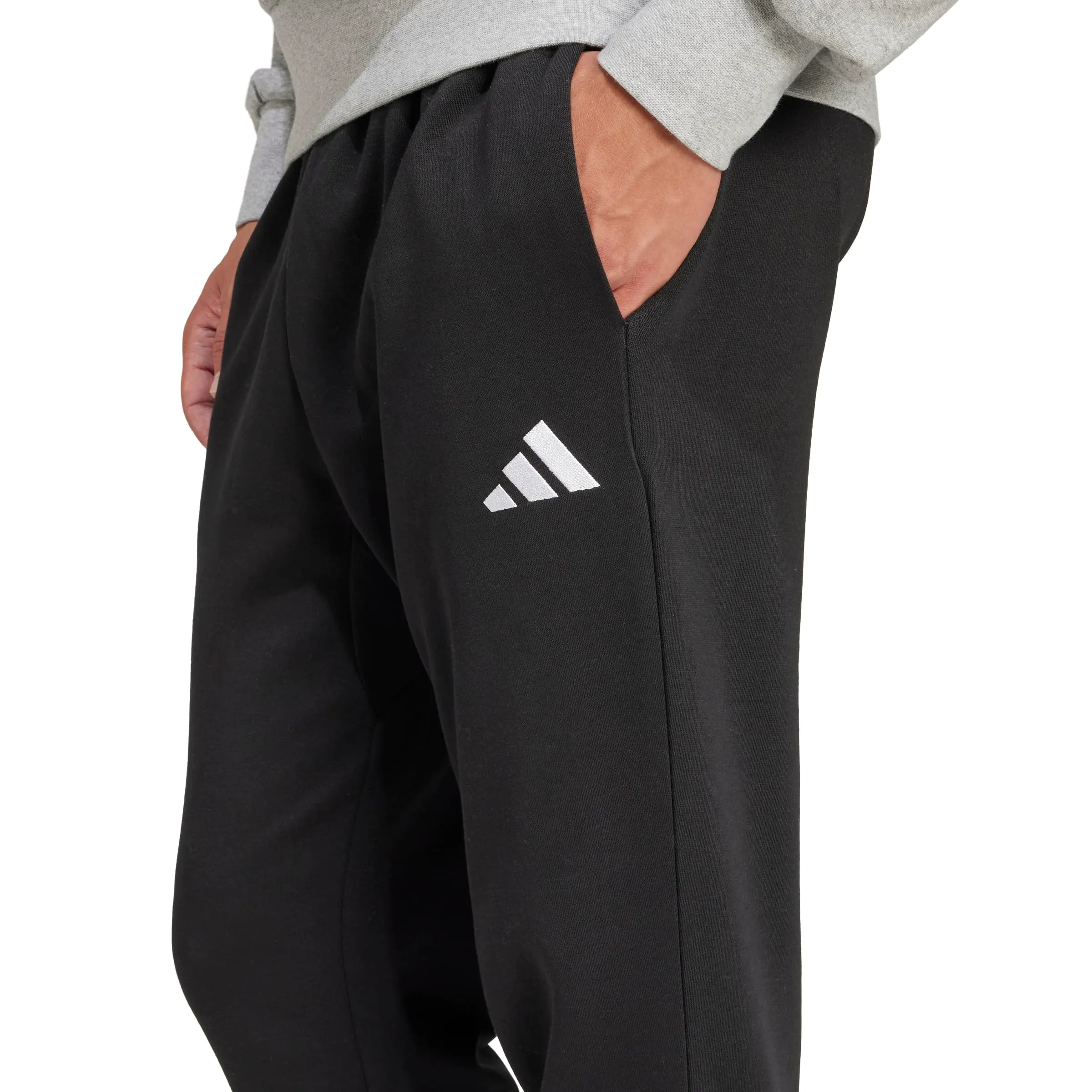 Adidas Essentials Feel Cozy Fleece Pants, Men's, Nero/Bianco, XXL - immagine 7