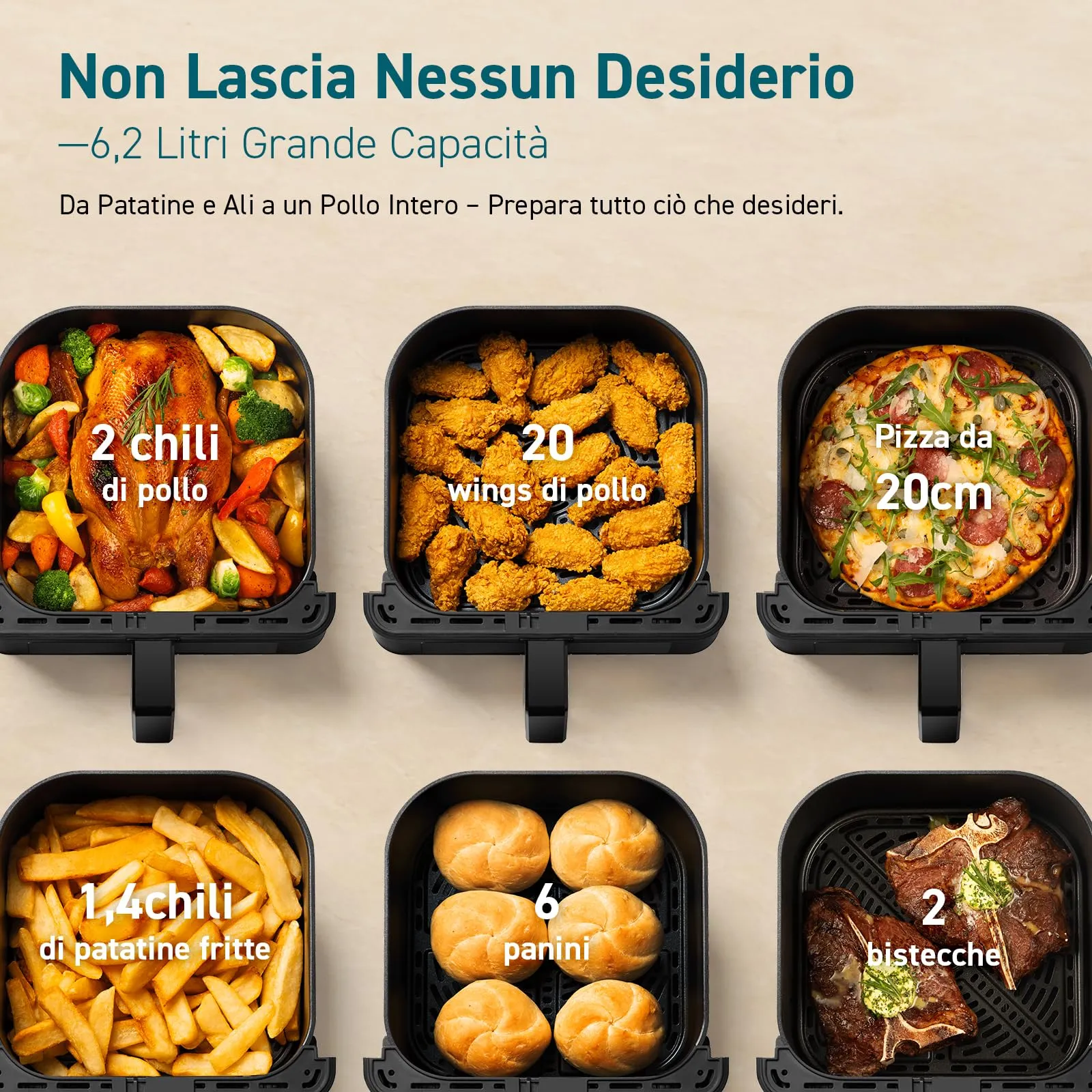 Cosori Friggitrice ad Aria 6,2 Litri, 11 Funzioni, 1700W, CAF-P652-KEU - immagine 6