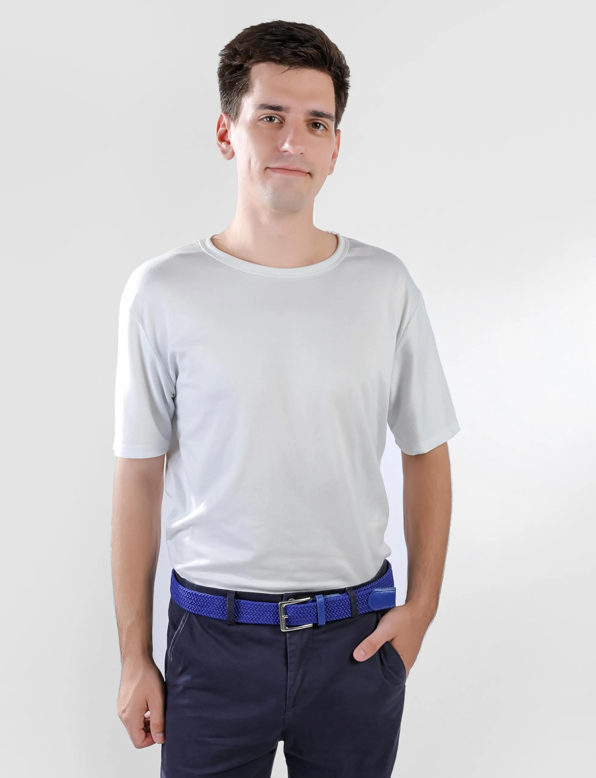 Bella Accessori Cintura Elastica Intrecciata Unisex Blu 105cm - immagine 6