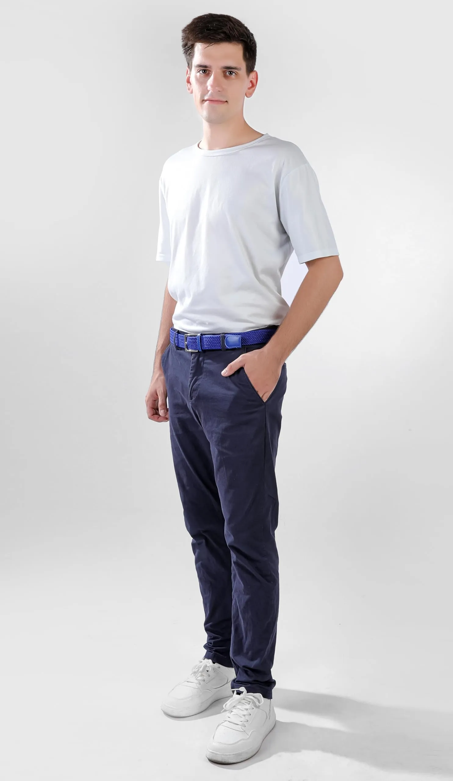 Bella Accessori Cintura Elastica Intrecciata Unisex Blu 105cm - immagine 7