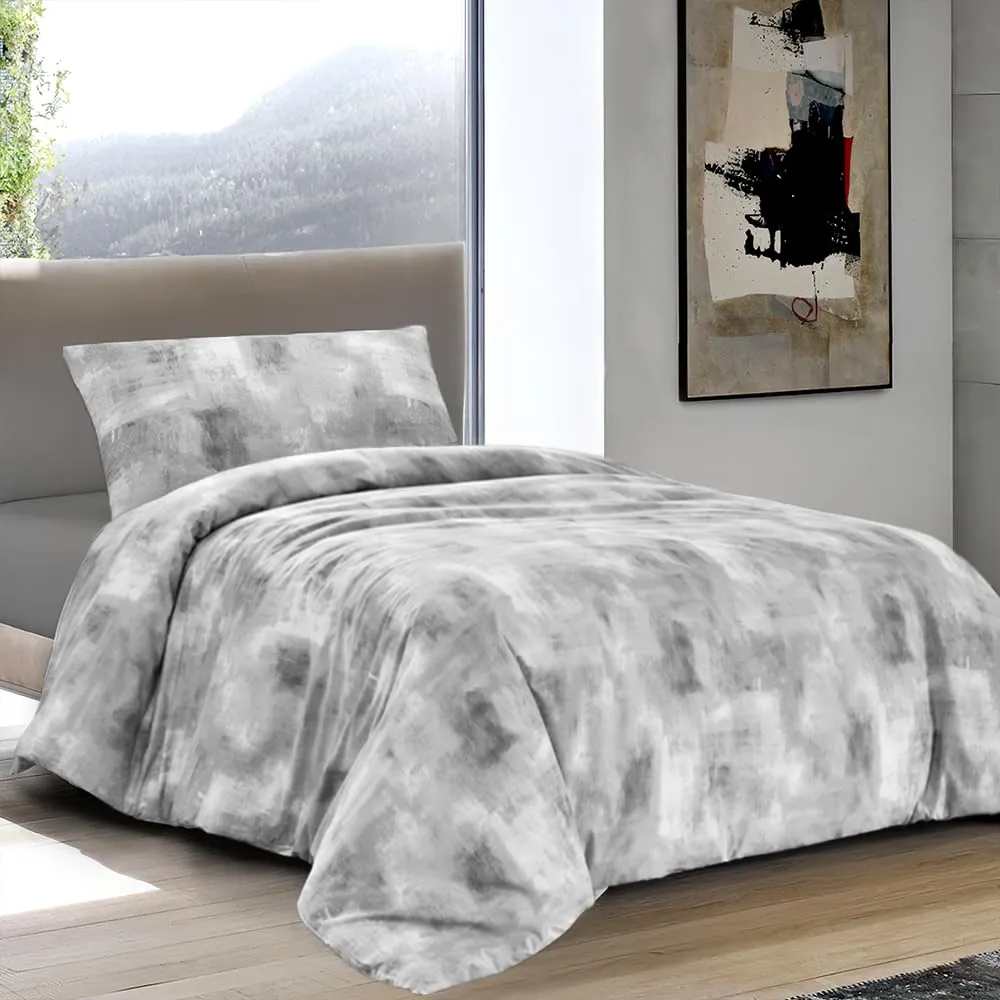 Dorian Home Copripiumino Singolo in Cotone 155x210 cm con Federa, Nebula Grigio - immagine 1