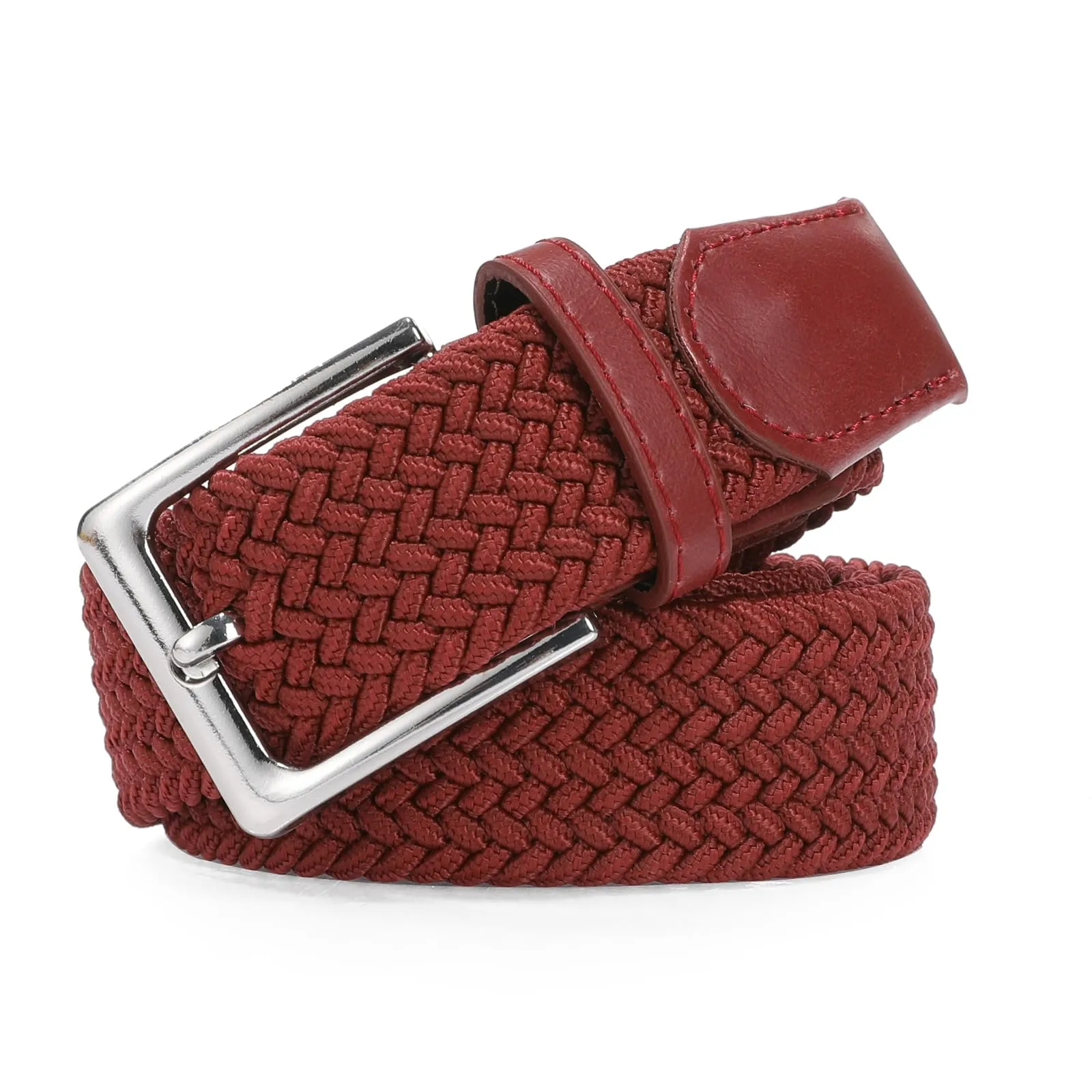 Bella Accessori Cintura Elastica Intrecciata Unisex con Fibbia in Lega di Zinco, Bordo, 120-165cm - immagine 2